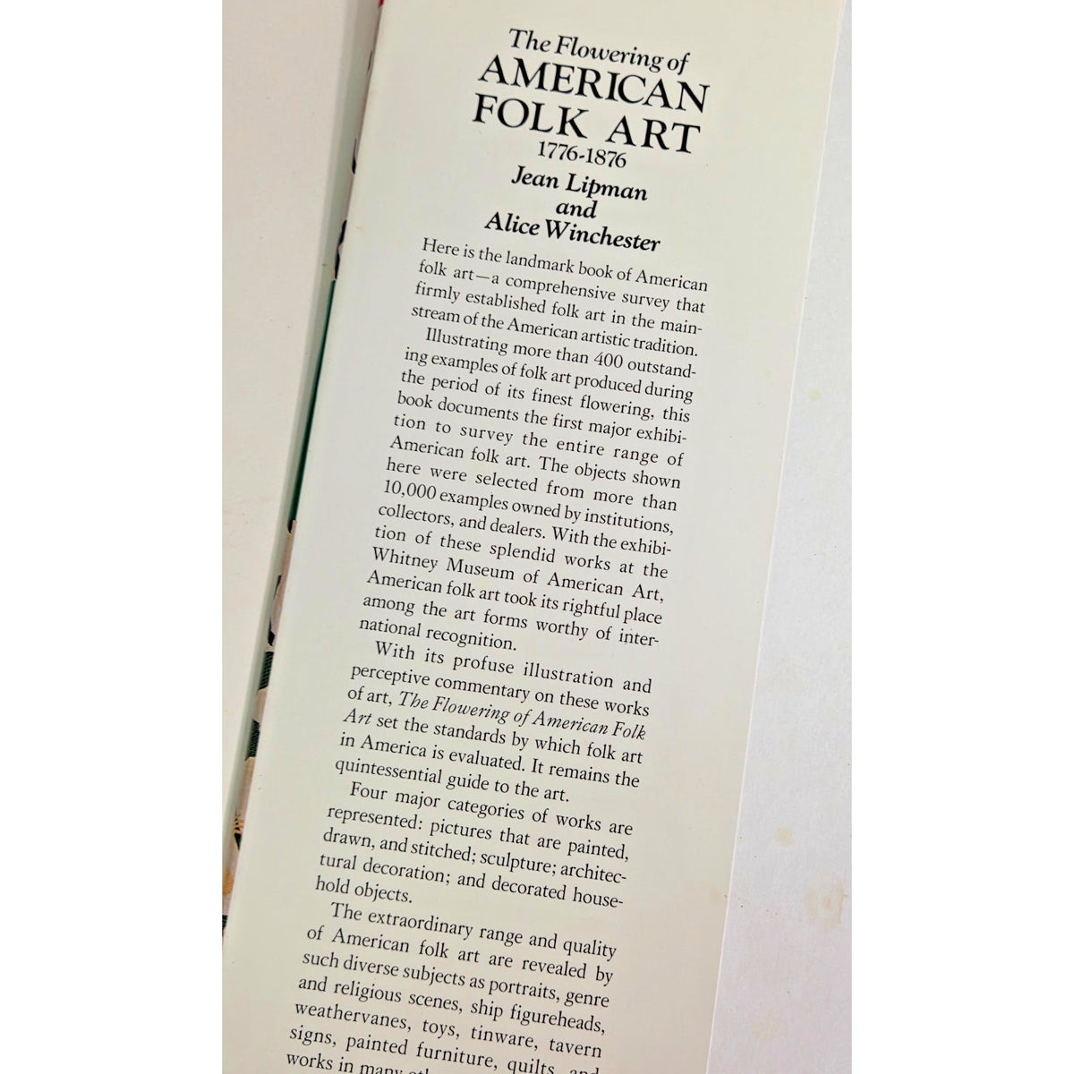 The Flowering of American Folk Art 1776-1876 Jean Lipman Alice Winchester HC DJ
