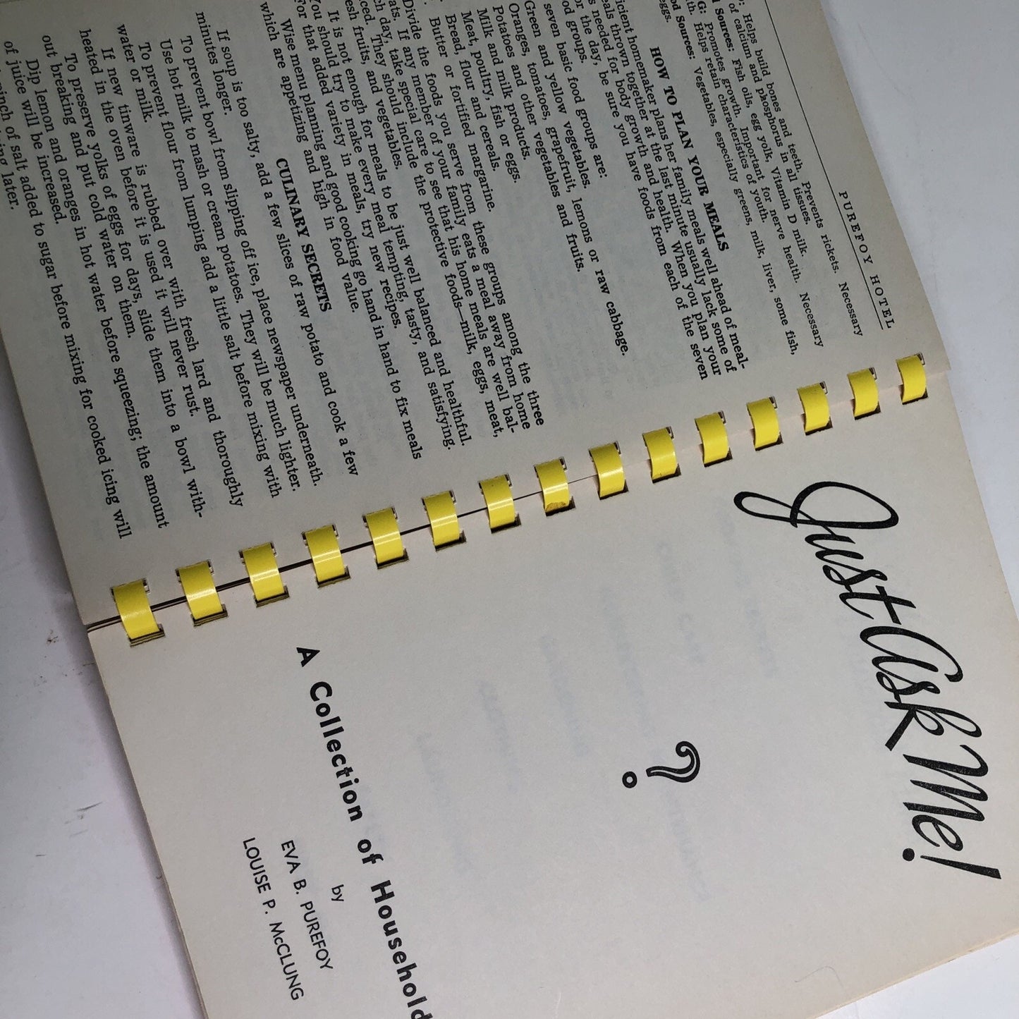 Purefoy Hotel Cook Book 1960 Talladega Alabama Southern Cooking Vintage AL