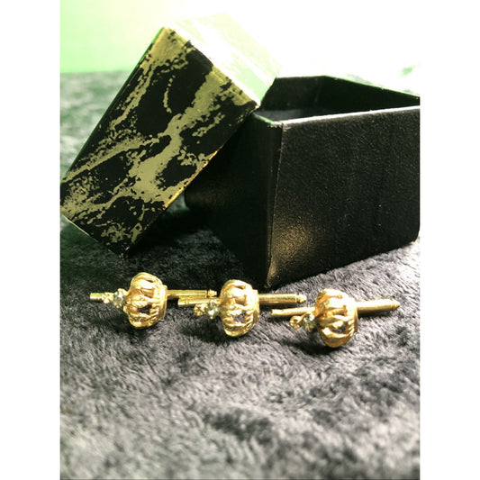 Vintage Mens Gold Tone Royal Crown Rhinestone Cufflinks Cuff Links Gift Spare