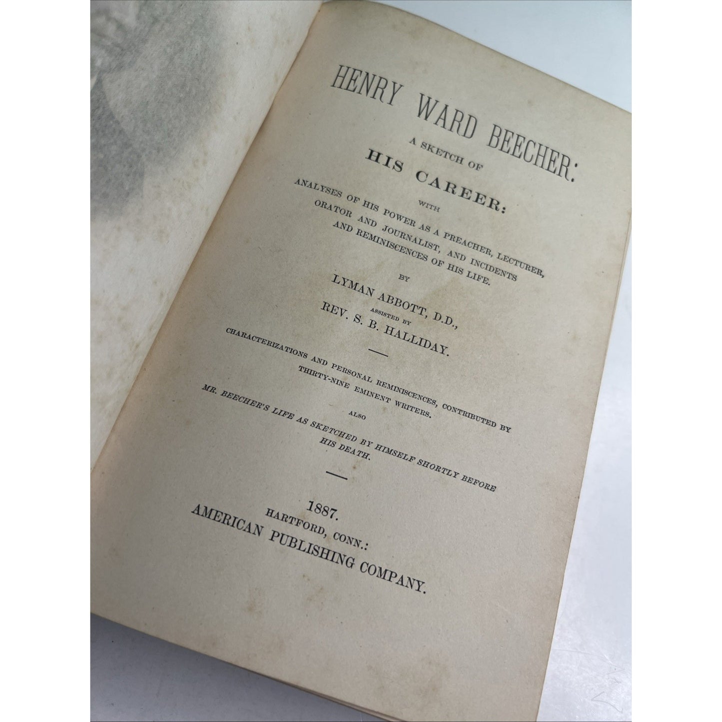 1887 Life Of Henry Ward Beecher by Abbott & Halliday HC Illustrated