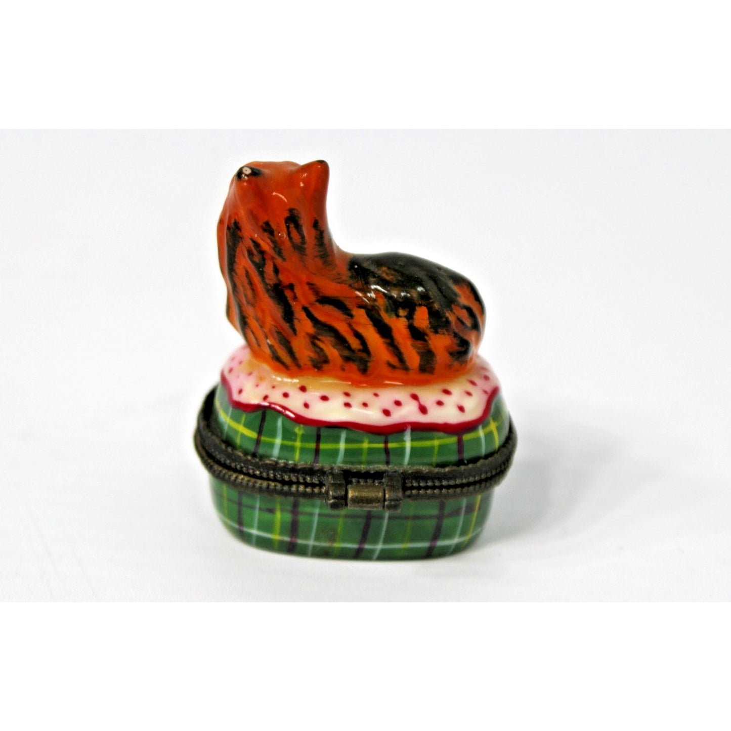Limoges Petit Main Yorkie Yorkshire Terrier Dog Hand Painted Vintage Trinket Box