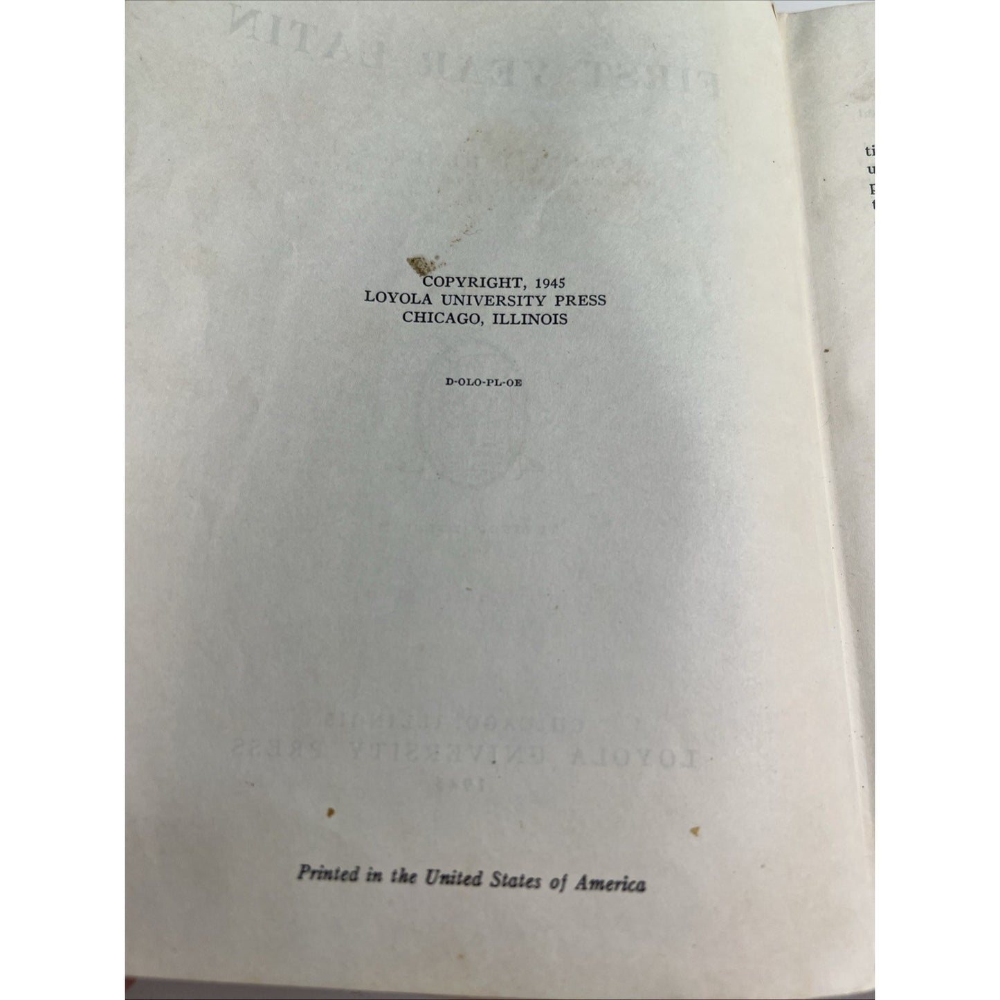 Robert J. Henle First Year Latin 1945 Hardcover Vintage Textbook Damaged