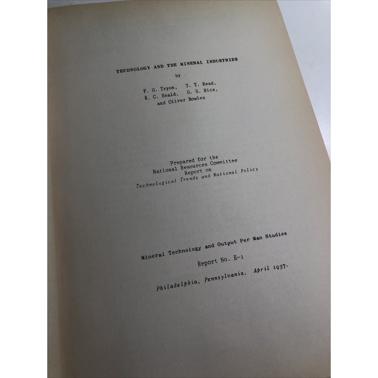 1937 WPA National Research Project Volume 1 Mines Ore Cement Rock Stone HC