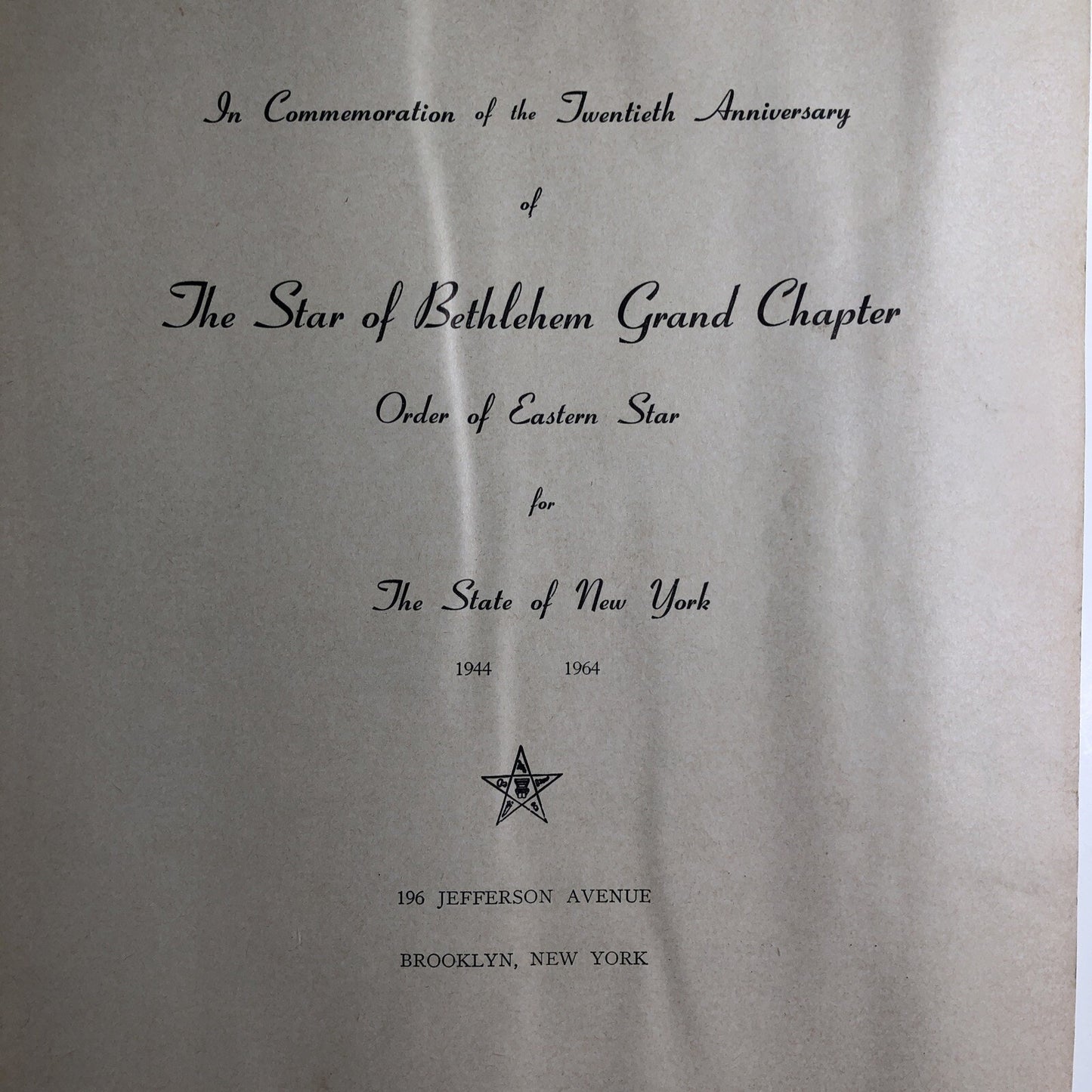 1944 1964 Book Of Years Eastern Star Of Bethlehem New York Yearbook Masonic