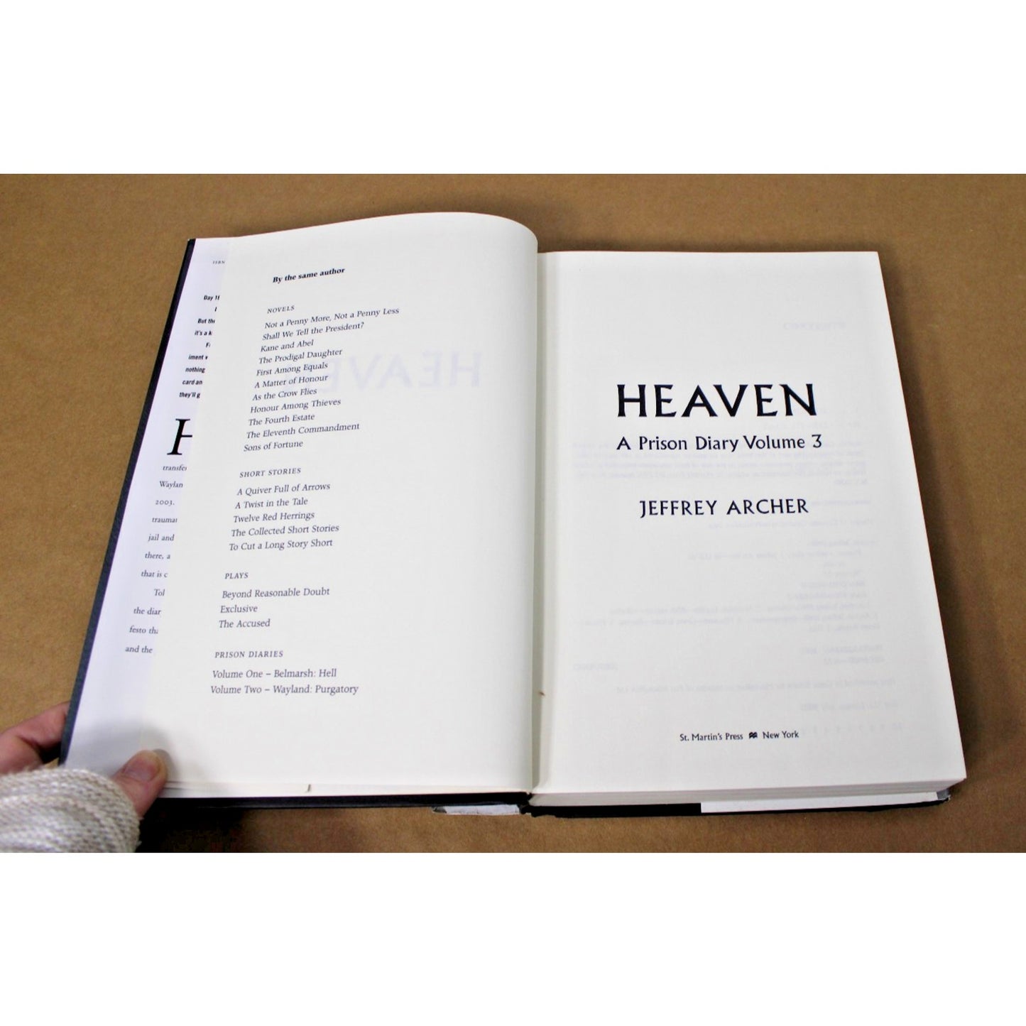 HEAVEN by Jeffrey Archer (Hardcover 2004) A Prison Diary Volume III