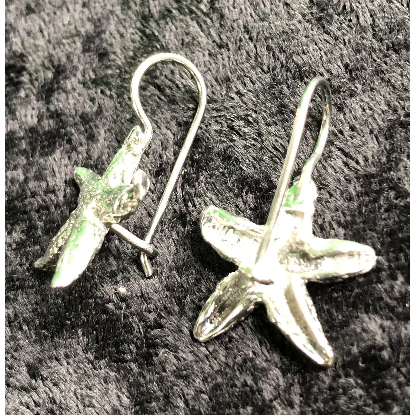 Vintage Sterling Silver Starfish Earrings Dangle Gift Box Sea Ocean Beach