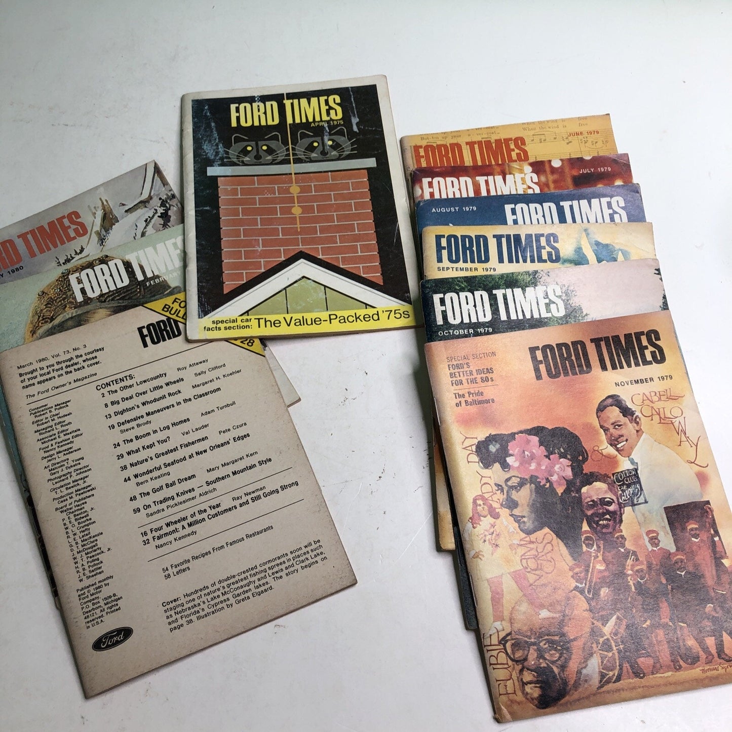 Lot Of 10 FORD TIMES MAGAZINE COLLECTION 1975 (1), 1979 (6), 1980 (3)