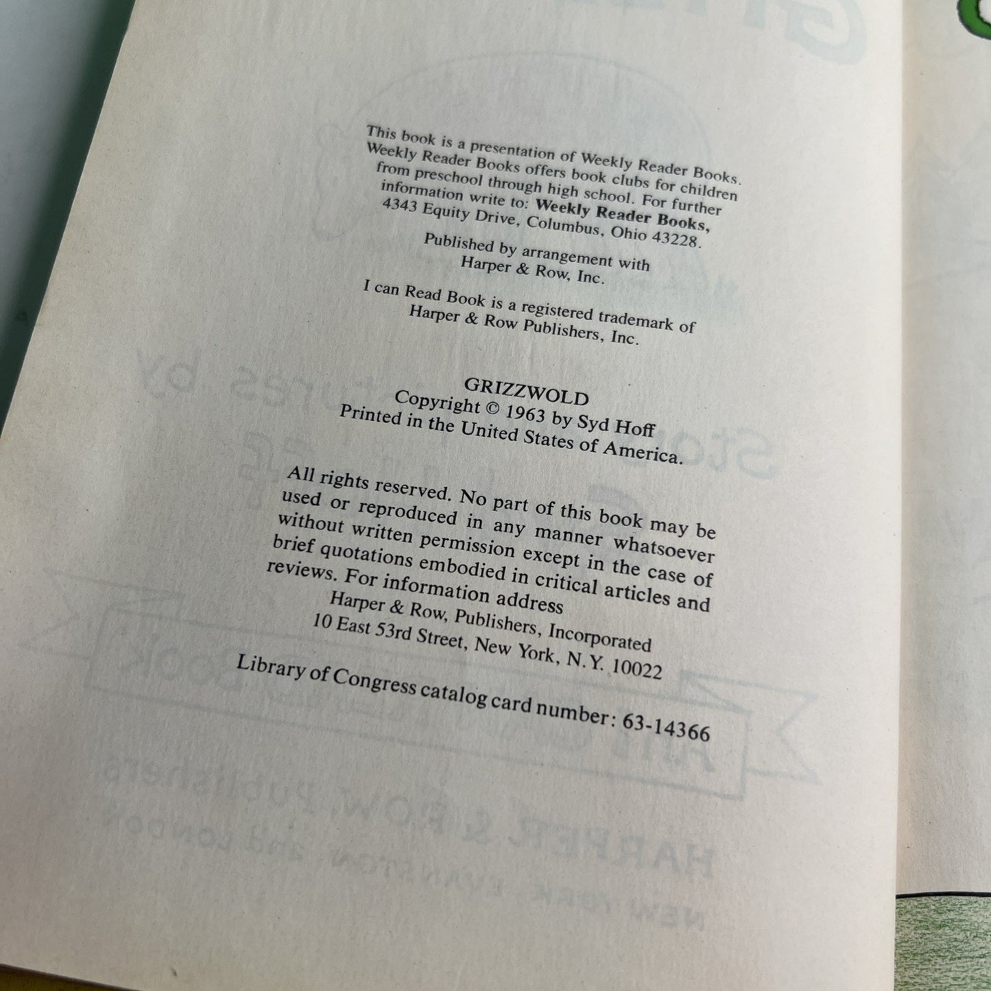 "Grizzwold" by Syd Hoff, "I Can Read" series, 1963 Hardcover