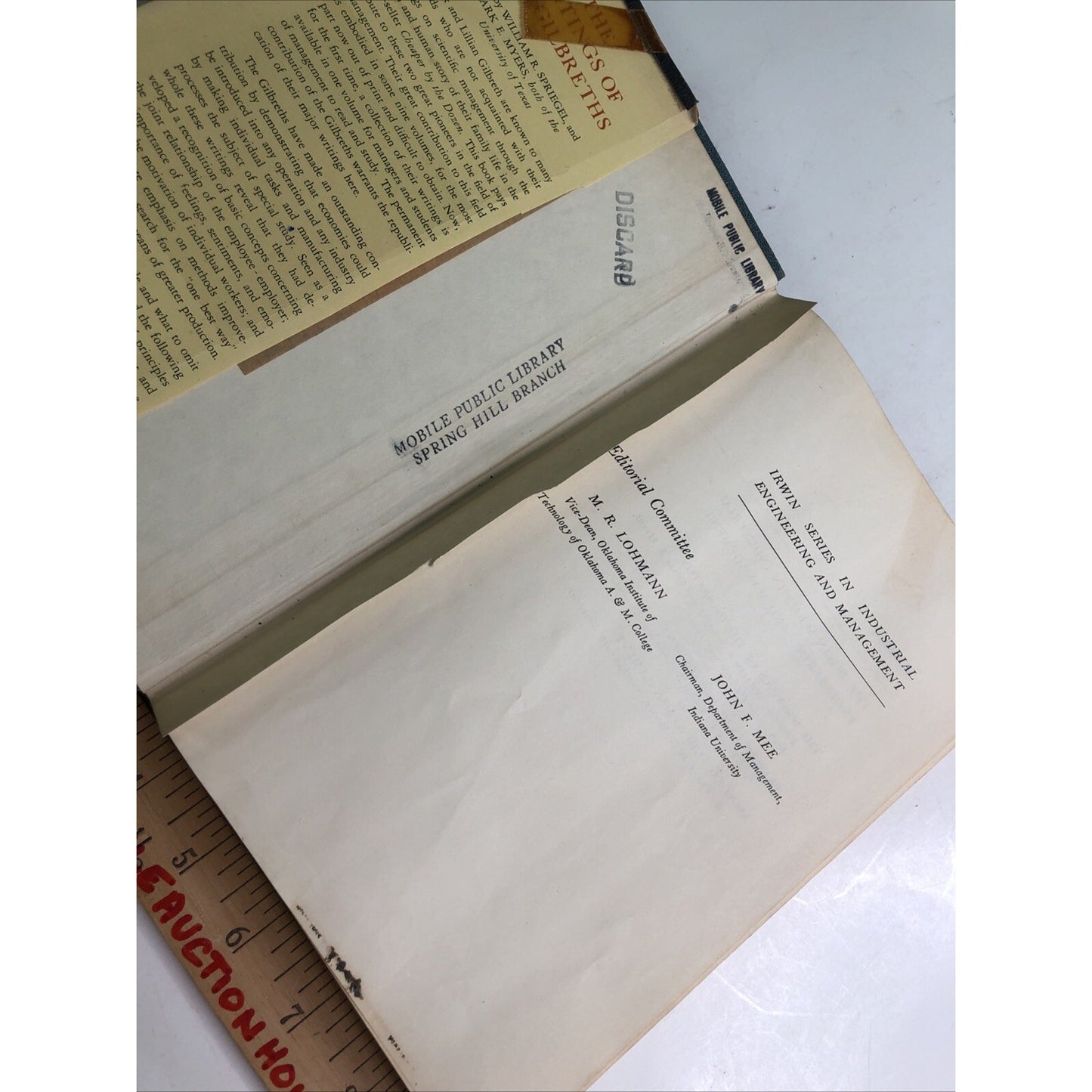 The Writings of the Gilbreths Scientific Management Edited By Spriegel & Myers