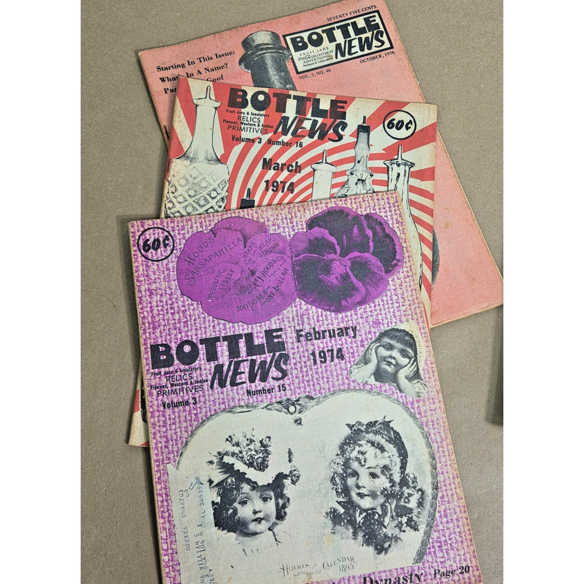 Vintage Bottle News Relics & Primitives Magazine Lot 1974-1976 Bulk Run of 20