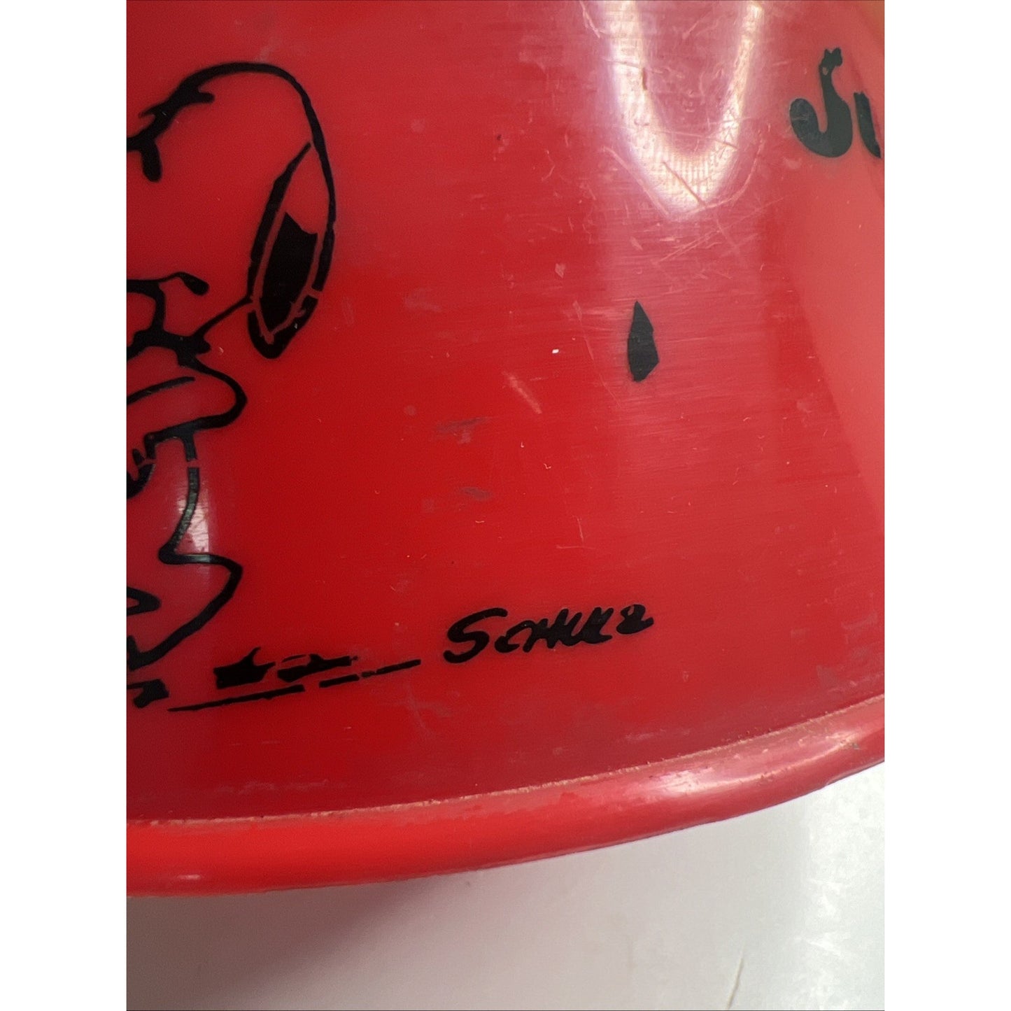 Vintage 1970's Peanuts Snoopy’s Suppertime Dog Dish Red UFS Charles Schulz