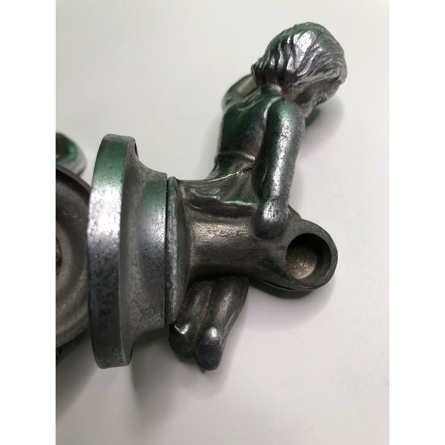 PAIR of Antique Cast Aluminum GIRLS Wall Mount TOWEL ROD HOLDER Kitchen Bath