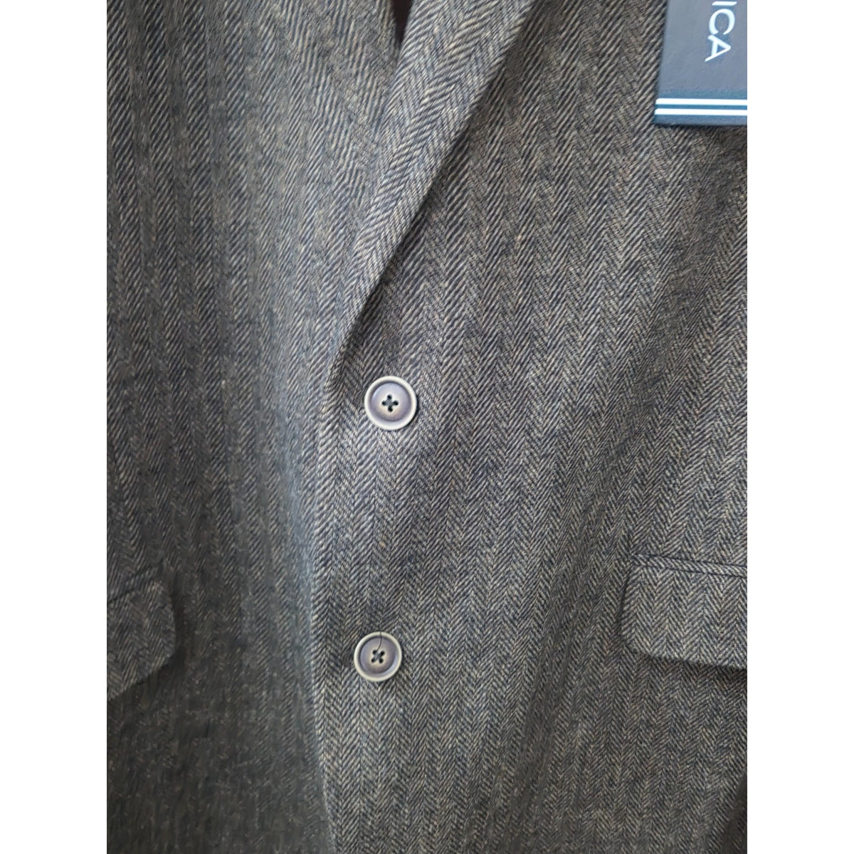 NWT Nautica Herringbone Sport Coat Blazer 48R Brown Grey Classic Fit Jacket