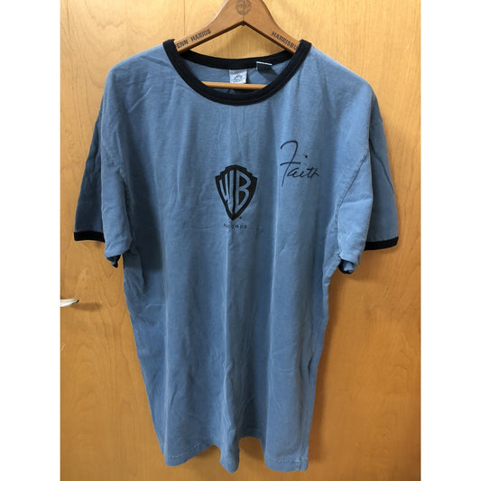 FAITH HILL Signed Autographed TSHIRT Size L WB Warner Brothers Blue Navy Trim
