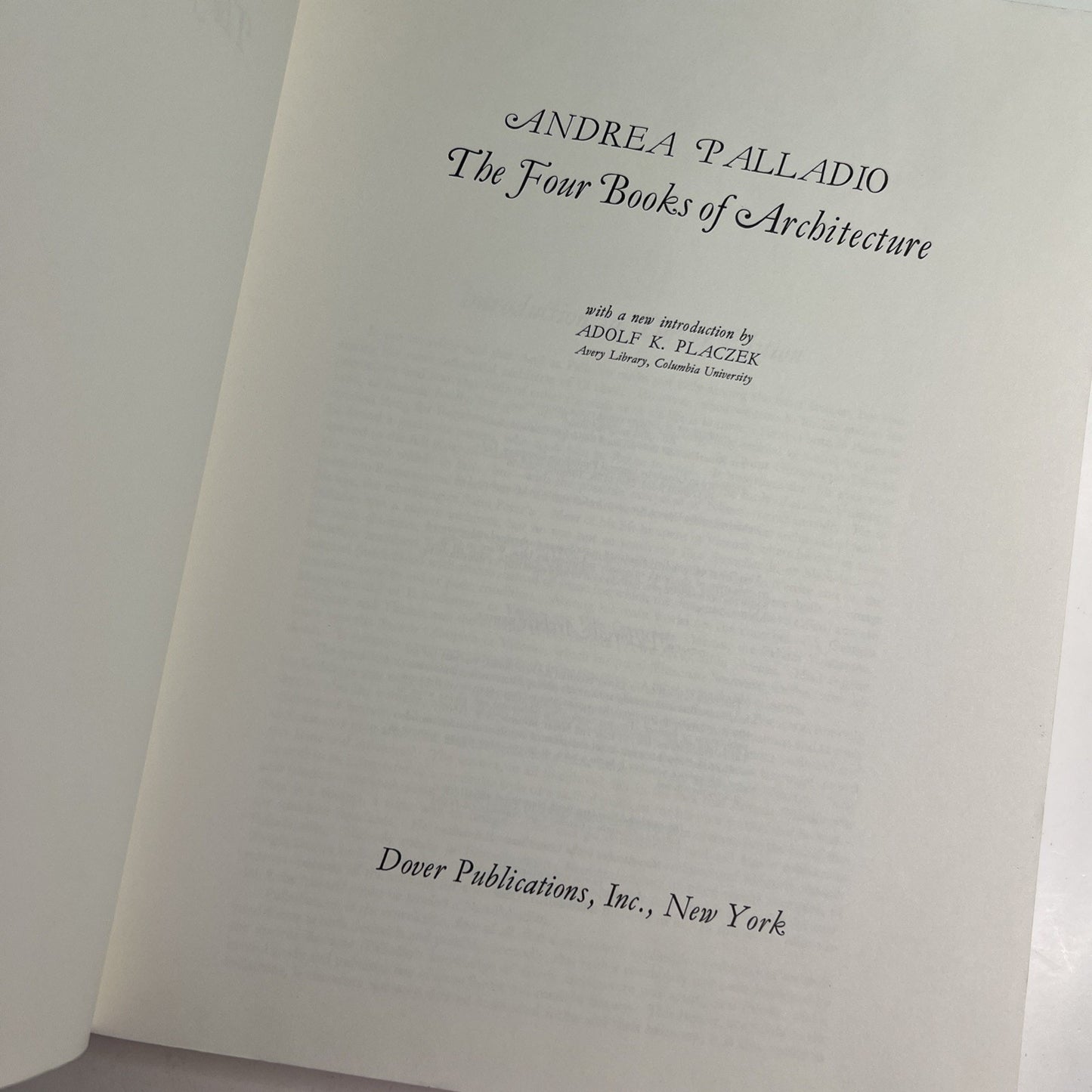 Andrea Palladio THE FOUR BOOKS OF ARCHITECTURE 1965 Dover PB Illustrated