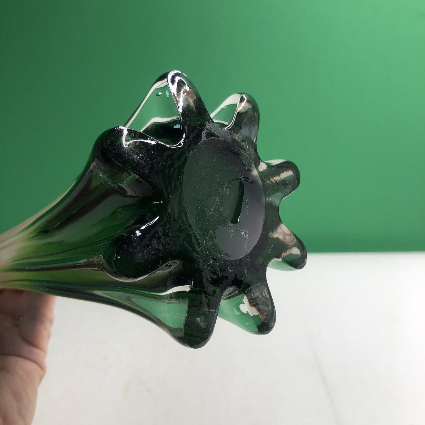 Jack in the Pulpit Calla Lily HandBlown Glass Vase Murano Style Red Orange Green