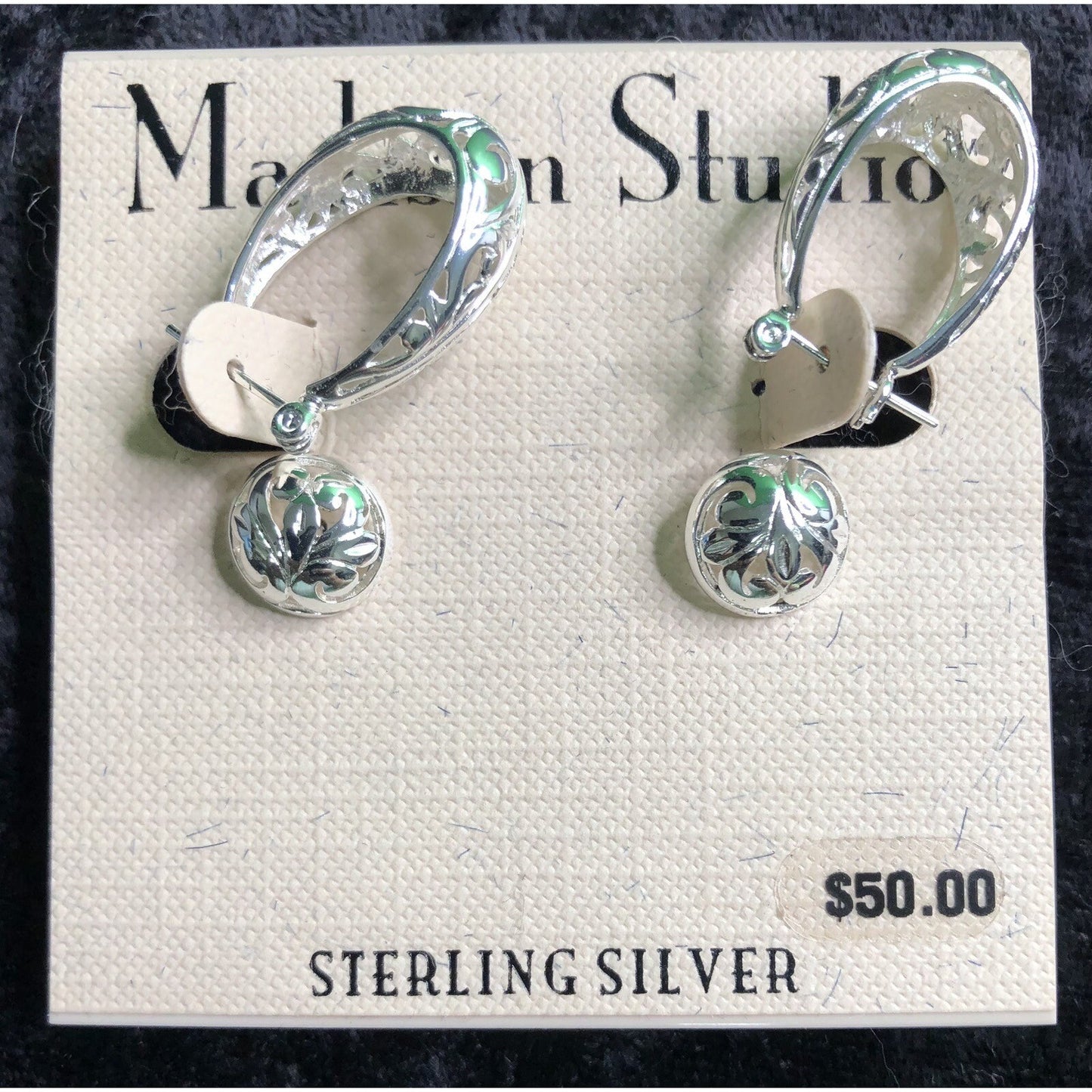 Two Pair Madison Studio Sterling Silver Post Earrings Hoops AND Studs