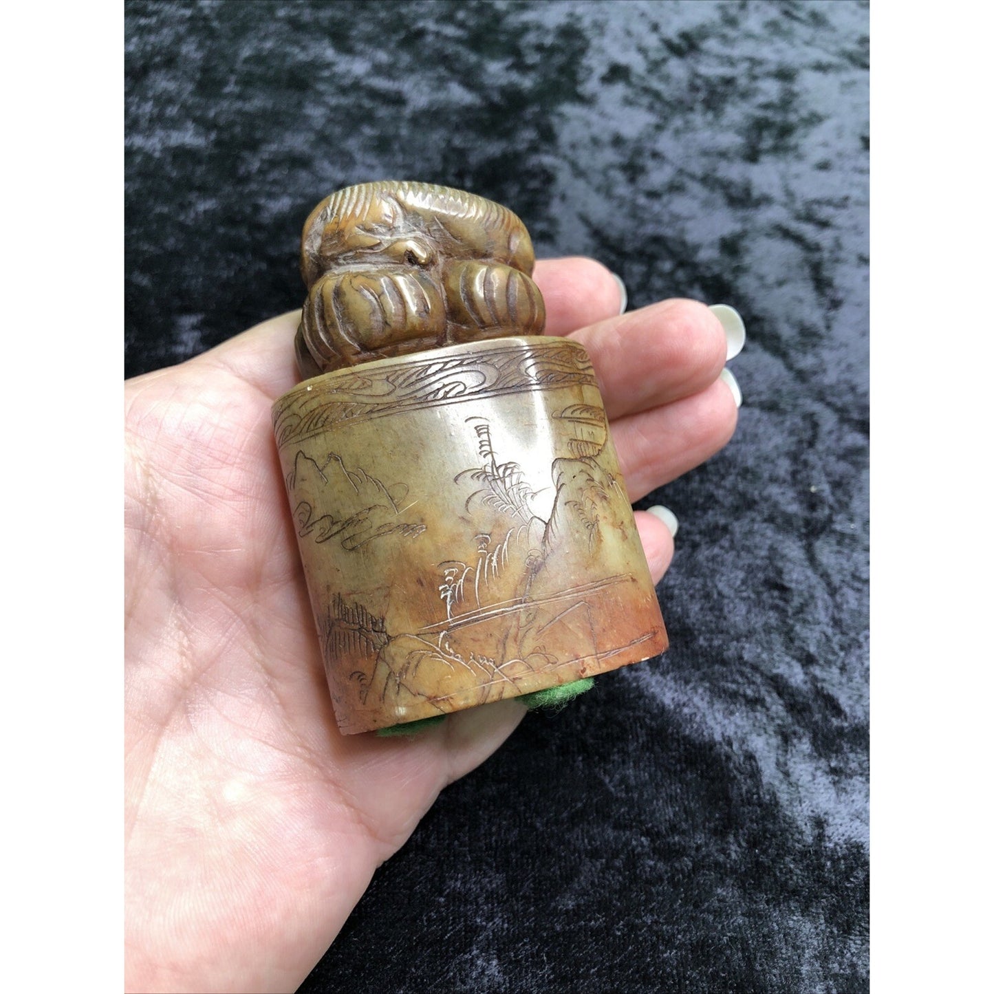 Antique Chinese Intricately Carved Stone Chop Seal Figural Rat Weasel