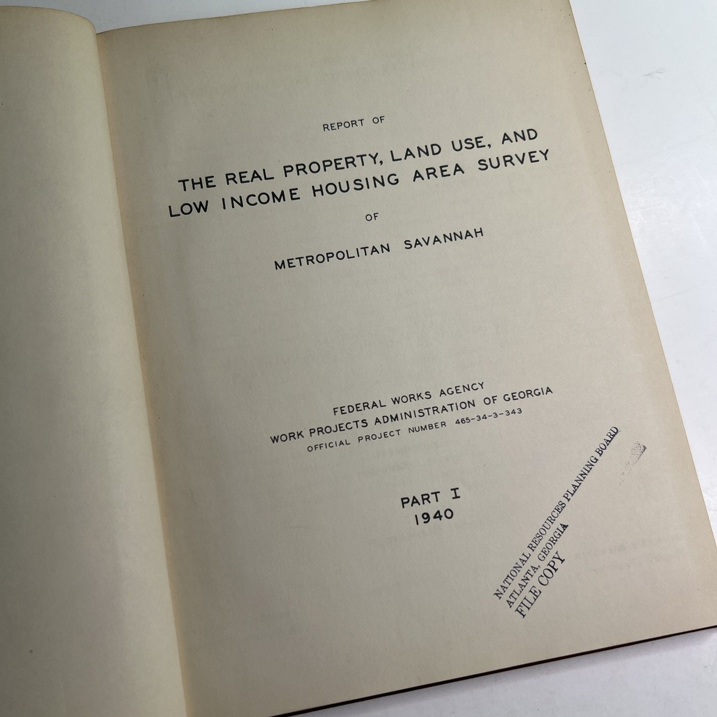 1940 Real Property Land Use Low Income Housing Survey Metro Savannah Georgia HC