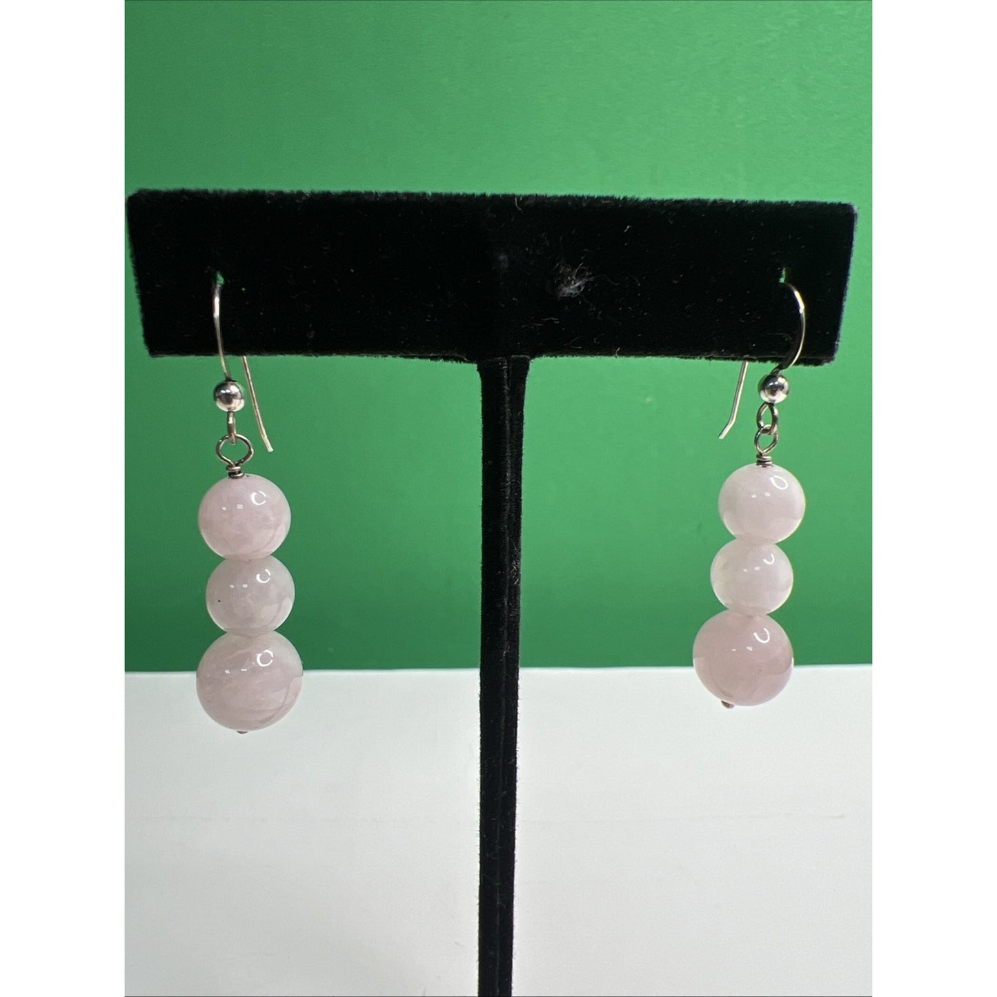 Rose Quartz Graduated Gemstone Drop Dangle Earrings French Wire Jewelry Gift