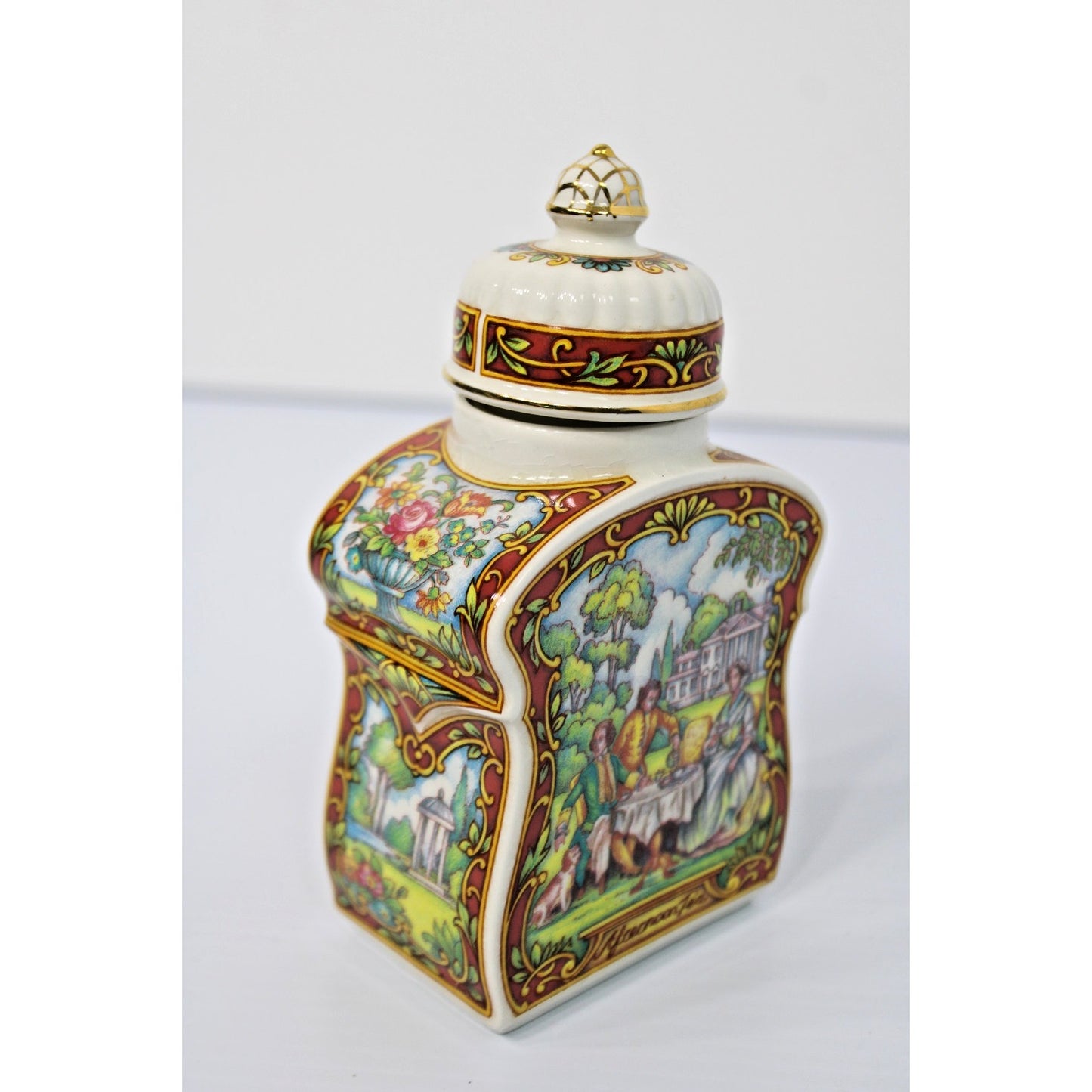 Vintage James Sadler Staffordshire England Afternoon Tea Caddy w/ Lid Porcelain