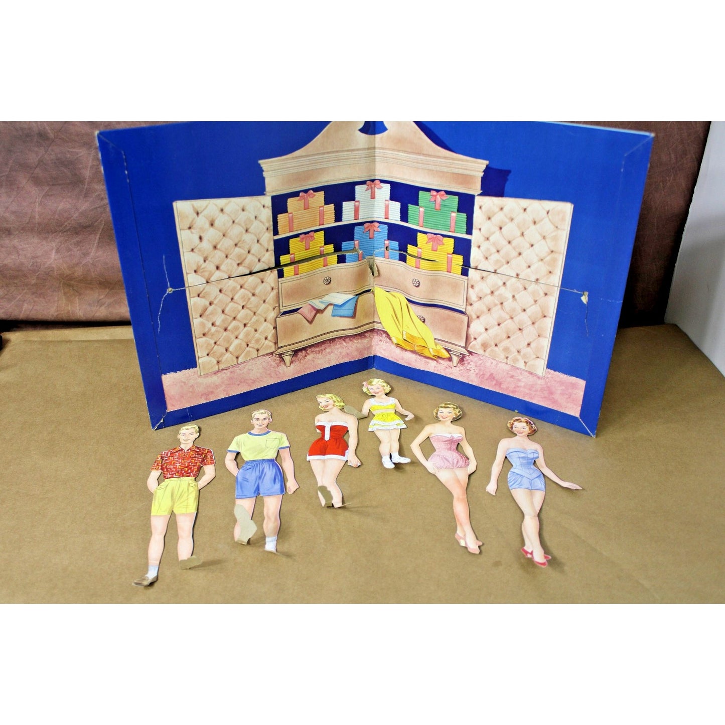 1954 Here's the Bride Original Paper Dolls, Six Dolls and Clothes Mid Century