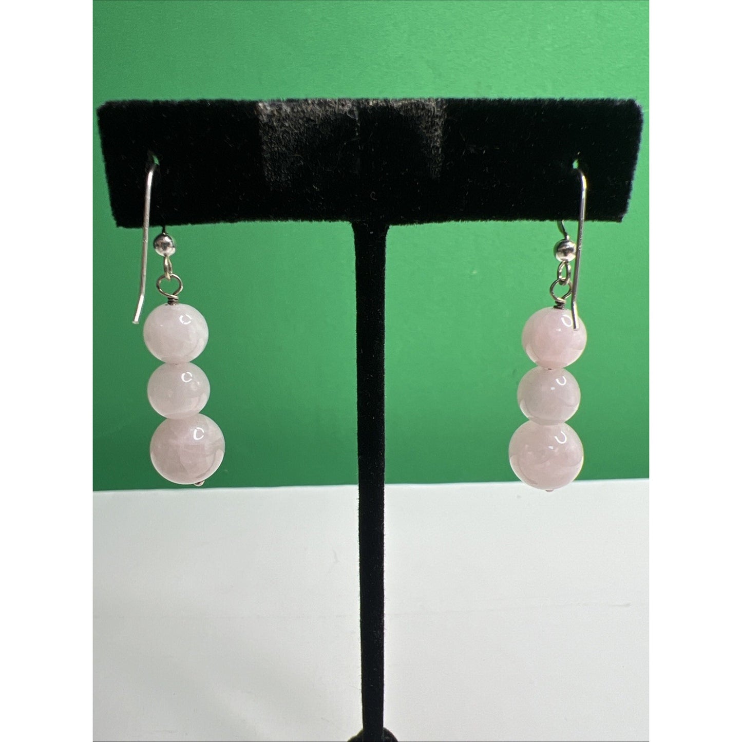 Rose Quartz Graduated Gemstone Drop Dangle Earrings French Wire Jewelry Gift