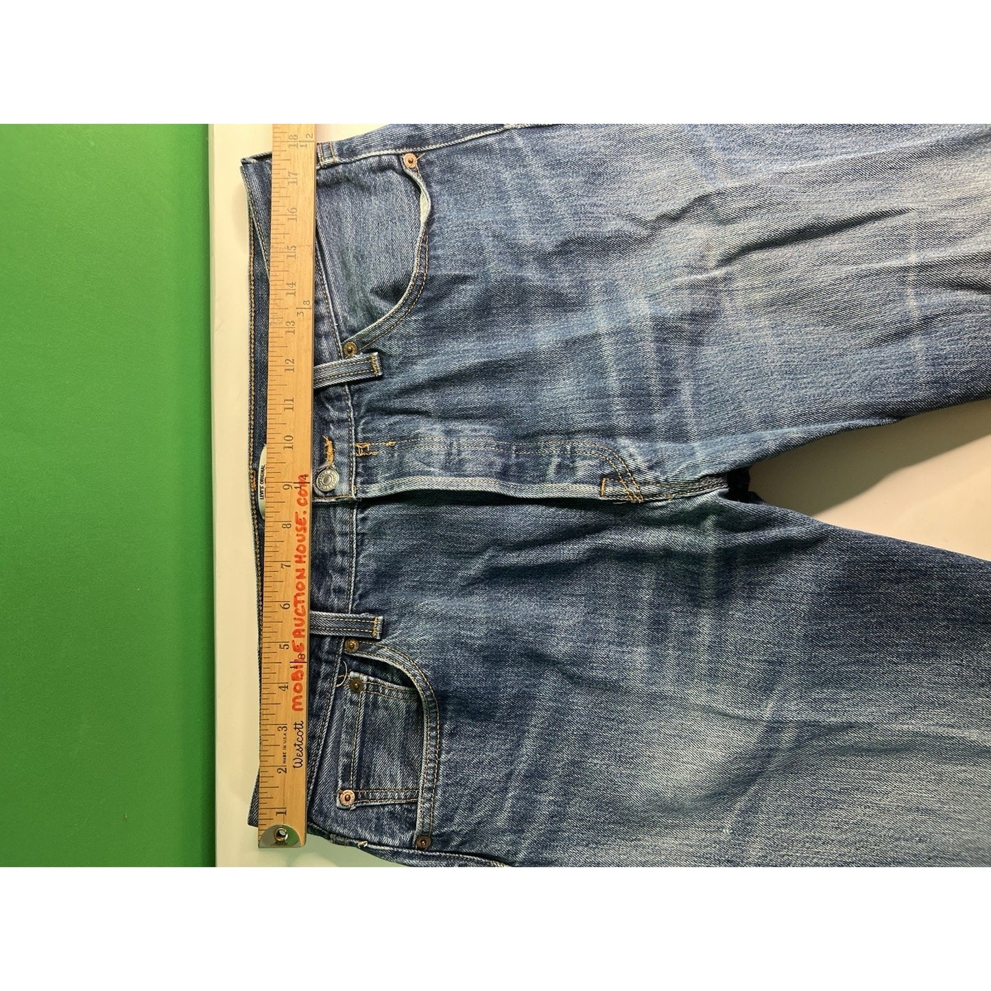 Levis Original 501 Button Fly Straight Leg Blue Denim Jeans Mens 36x34