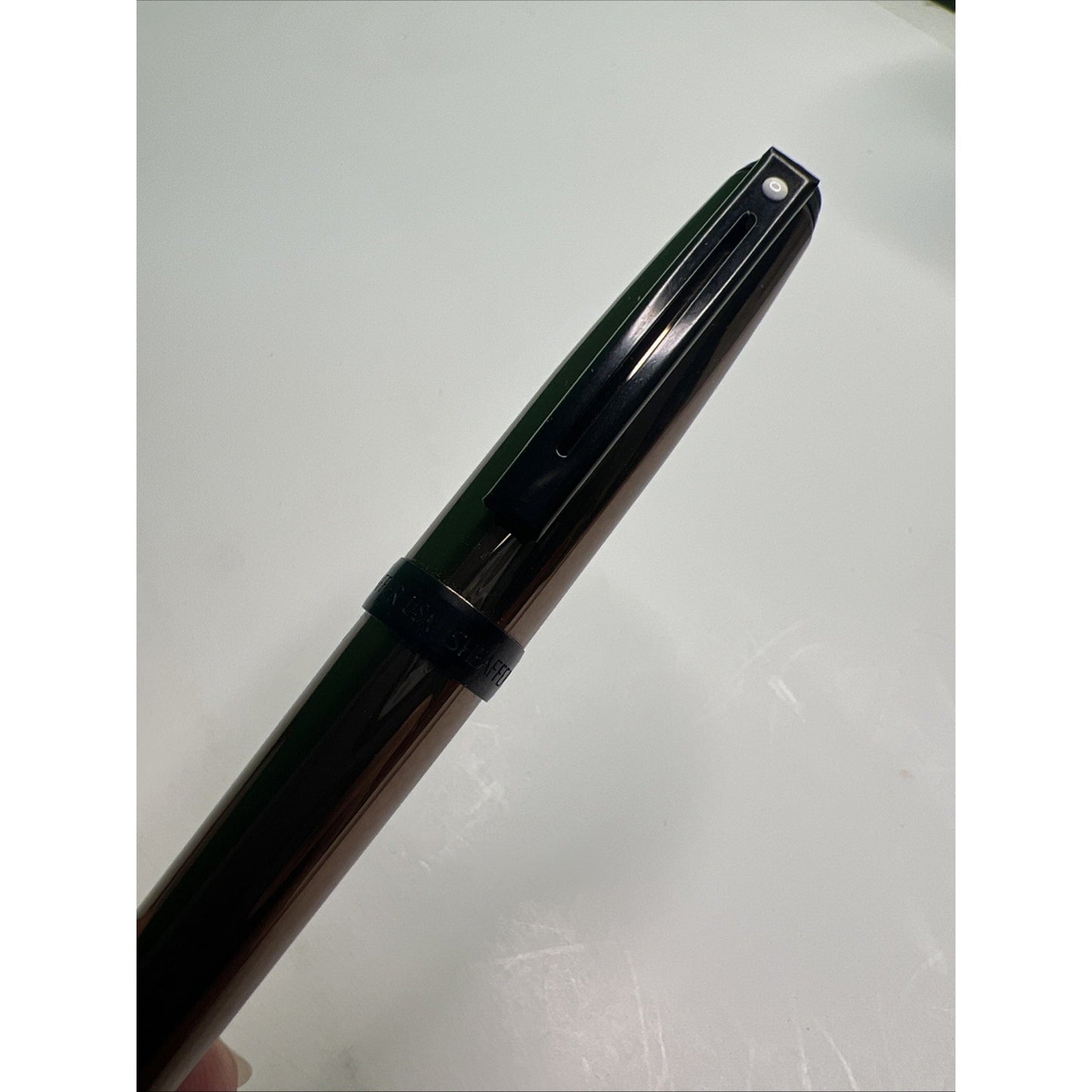 Vintage 1996 Sheaffer Prelude Ballpoint Pen Red Case White Dot w/ Manual Brown