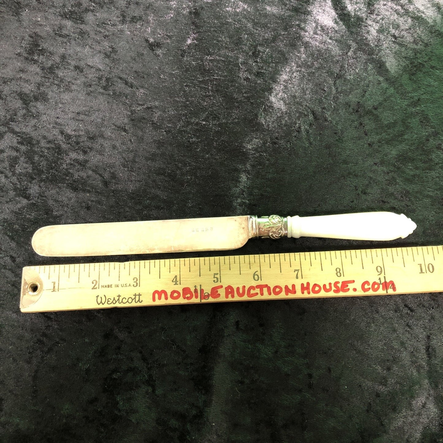 Vintage Dessert Knife with Mother of Pearl Handle Hallmarked 10” Long