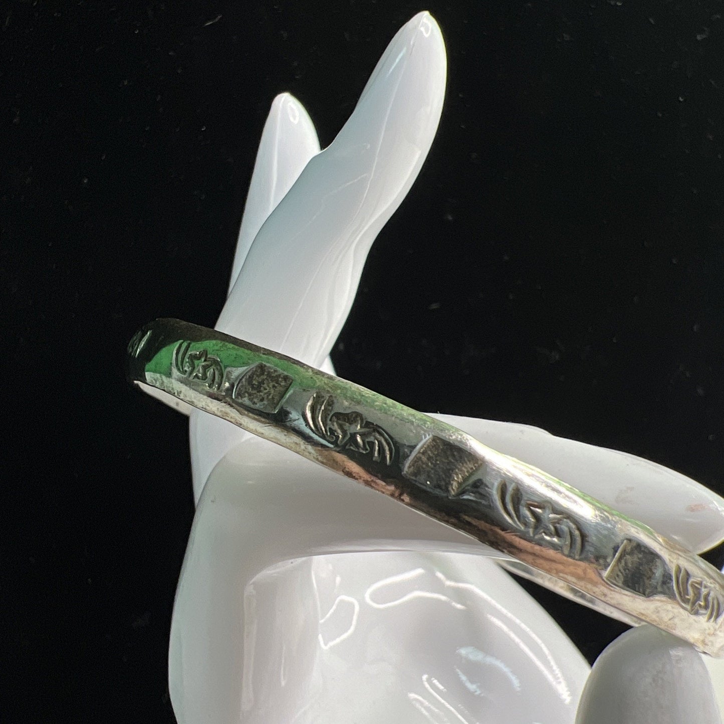 Vintage Taxco Sterling Silver Bangle Bracelet 925 Mexico Hammered Star Motif