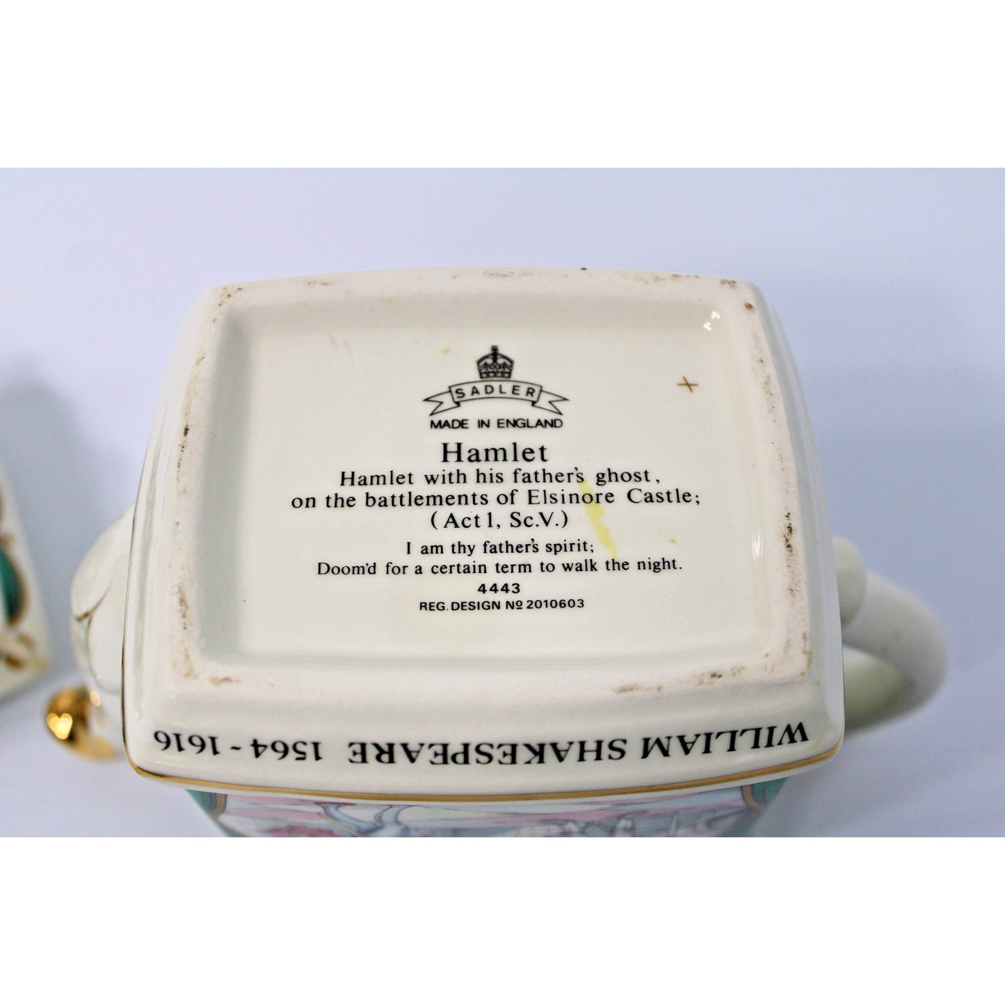 Vintage James Sadler Staffordshire England Teapot, "Hamlet" Shakespeare Series