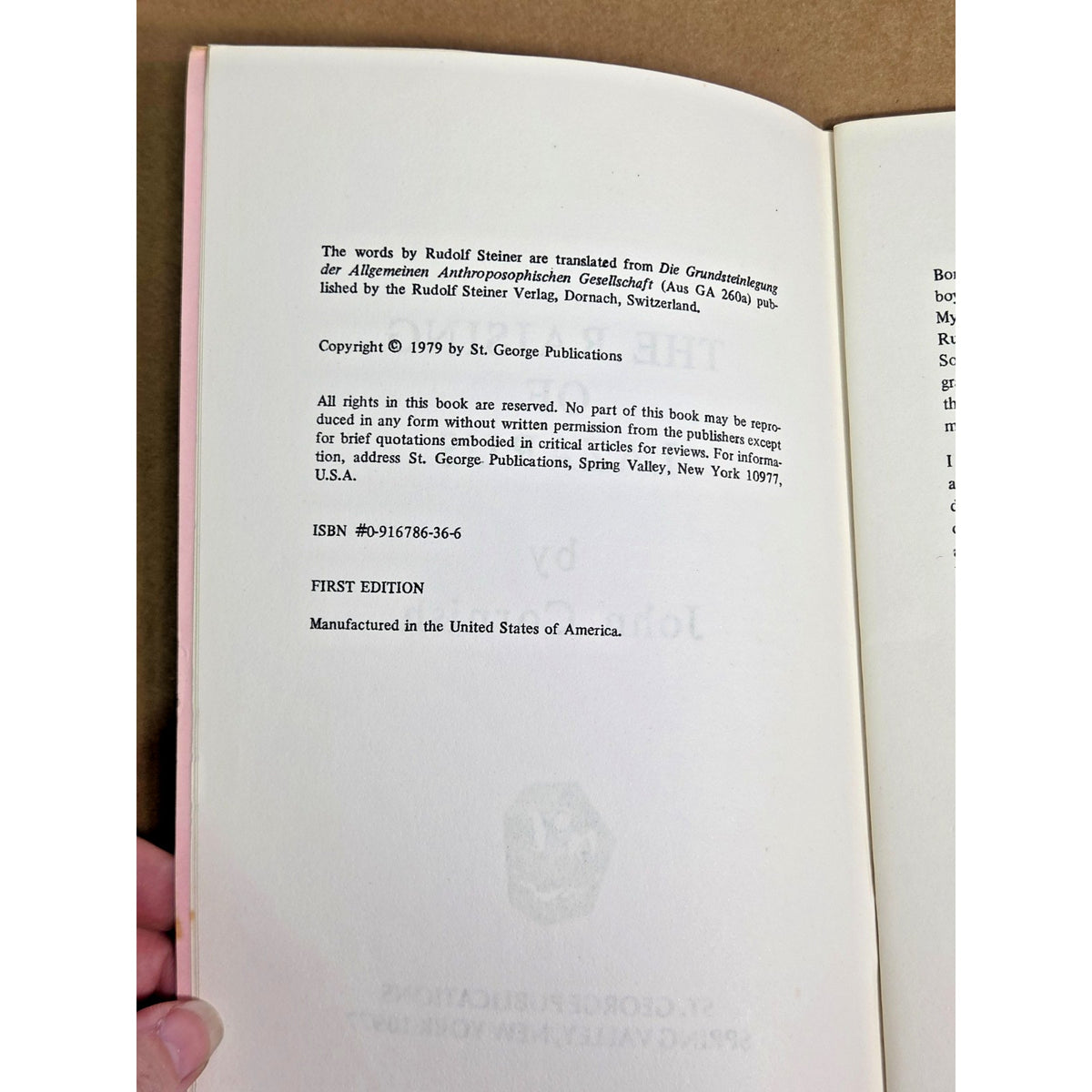 1979 The Raising of Lazarus John Cornish- Rudolf Steiner Anthroposophy 1st Ed.