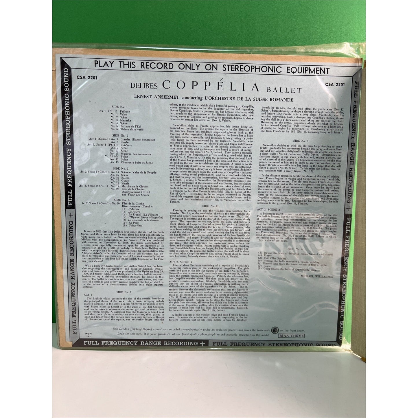 Ansermet Coppelia L'Orchestre De La Suisse Romande 2LP London Stereophonic