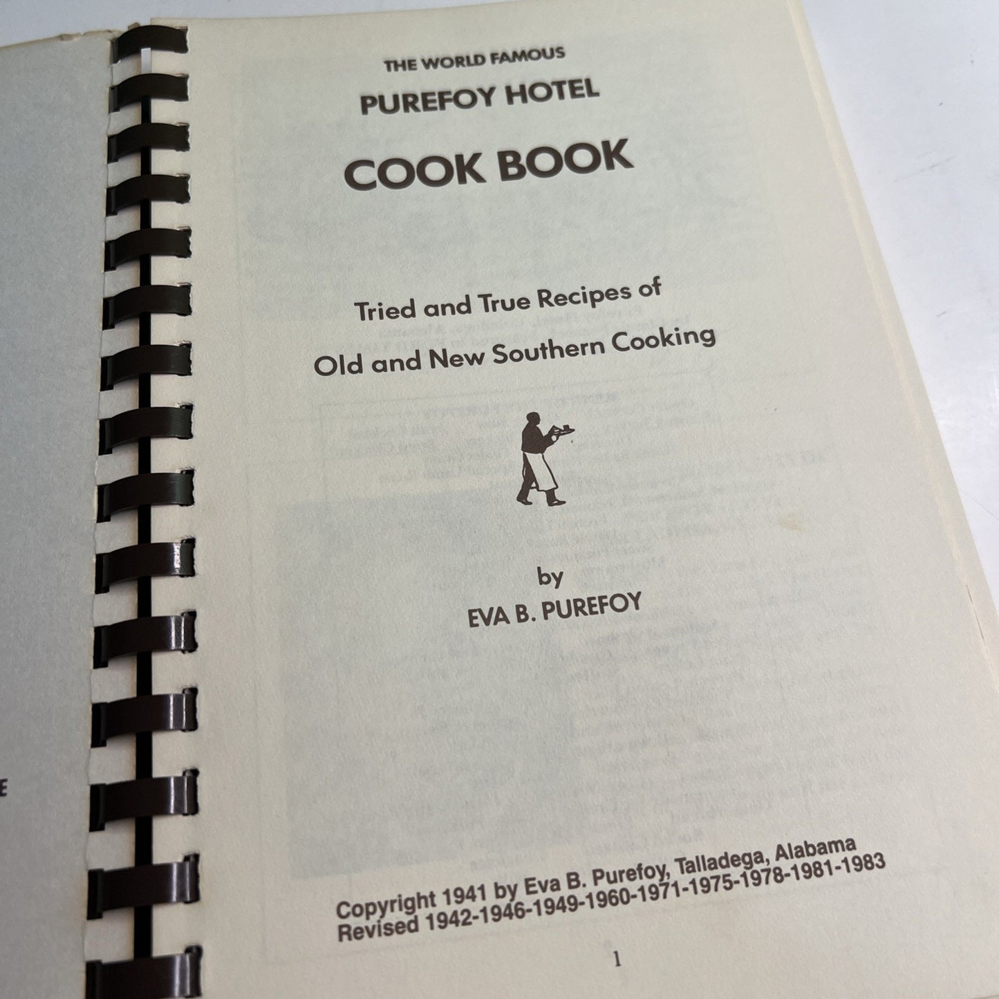 Purefoy Hotel Cook Book Talladega, Alabama Real Southern Cooking Recipes