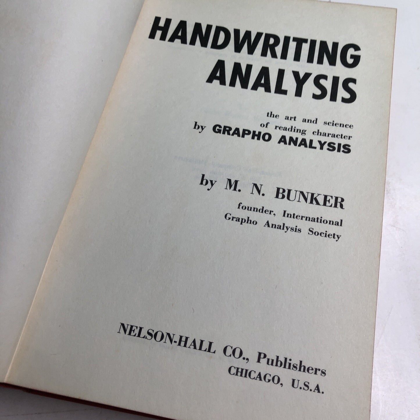 Handwriting Analysis The Art and Science 1959 M.N. Bunker Hard Cover Dust Jacket