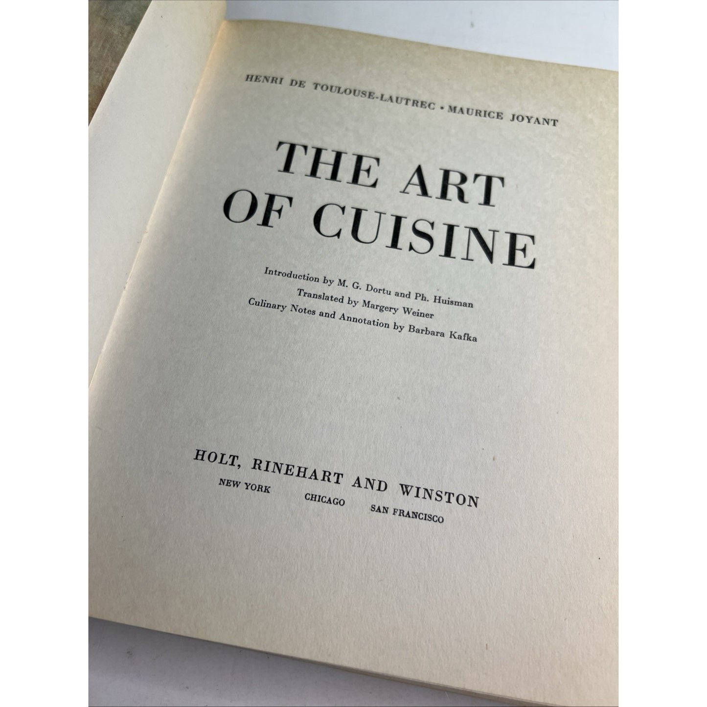 The Art of Cuisine Toulouse-Lautrec & Joyant HC DJ 1966 1st Edition Illustrated