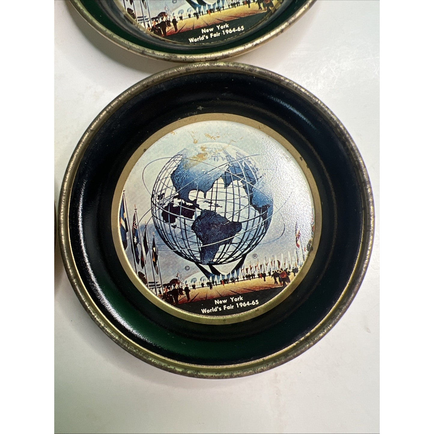 1964-65 New York World's Fair Unisphere Metal Coasters (set of 4) Trays