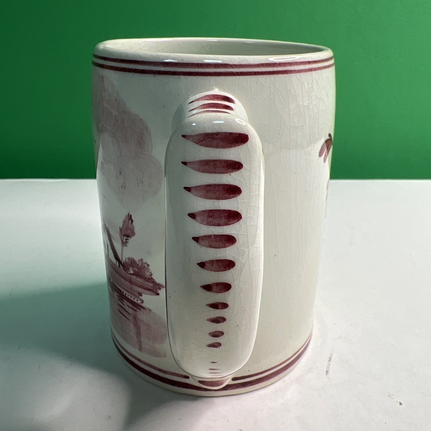 Vintage Hand Painted Delft Red Holland Dutch Windmill Stein Mug Original Sticker