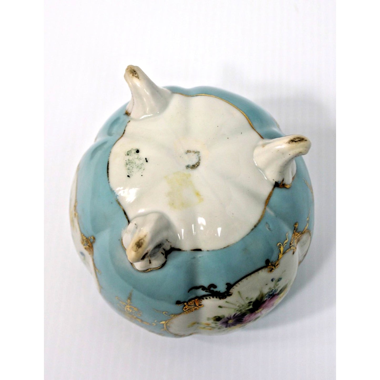 19th Century Antique Gilt Porcelain Tri-footed Biscuit Jar with Ormalu Lid