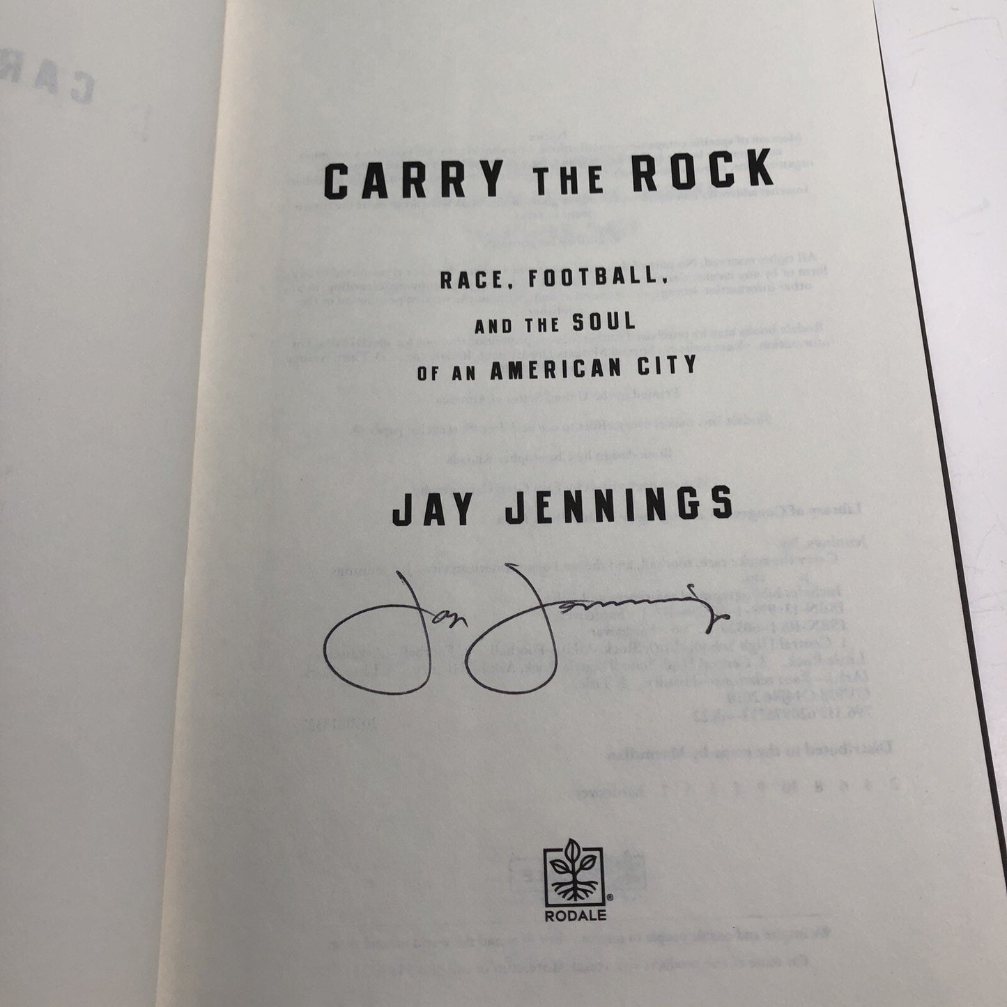 2010 HC by Jay Jennings Carry the Rock Race Football Soul American City SIGNED