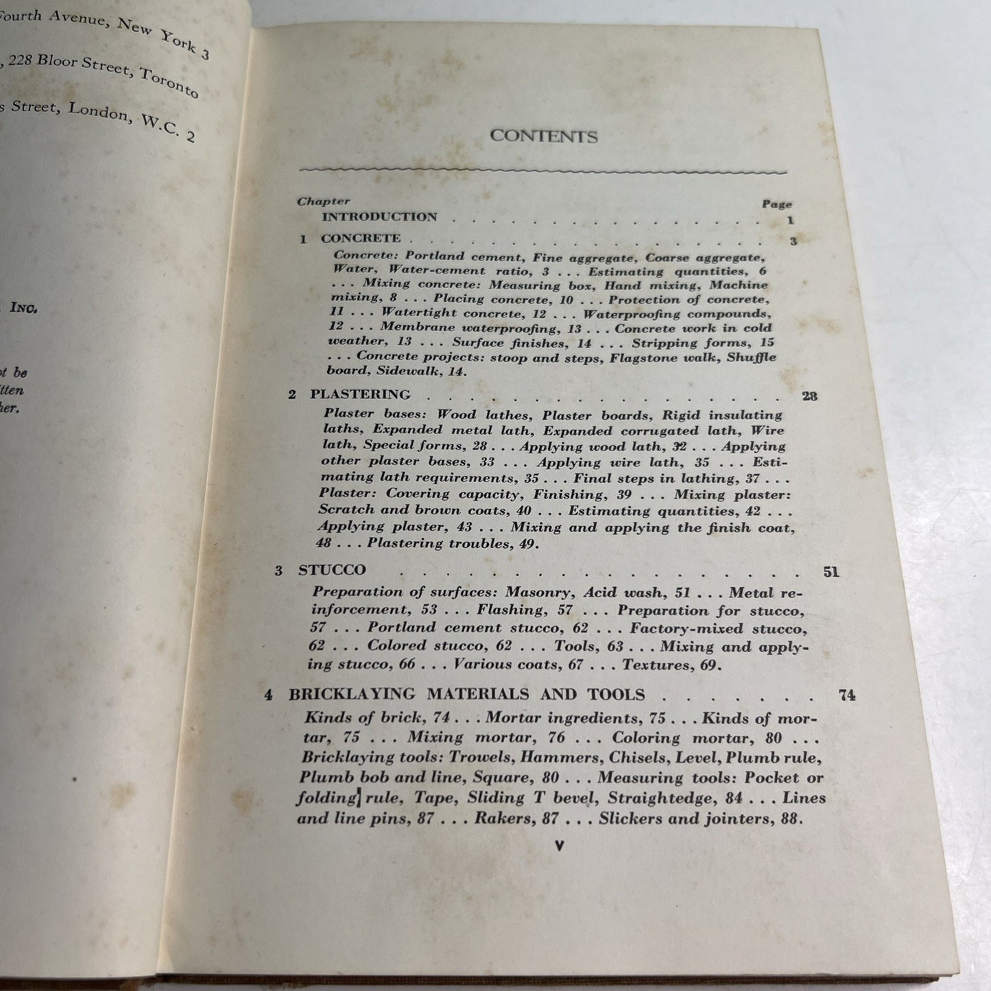 Masonry by Kenneth Holmes Bailey Hard Cover Book 1945 Handbook of Tools Material