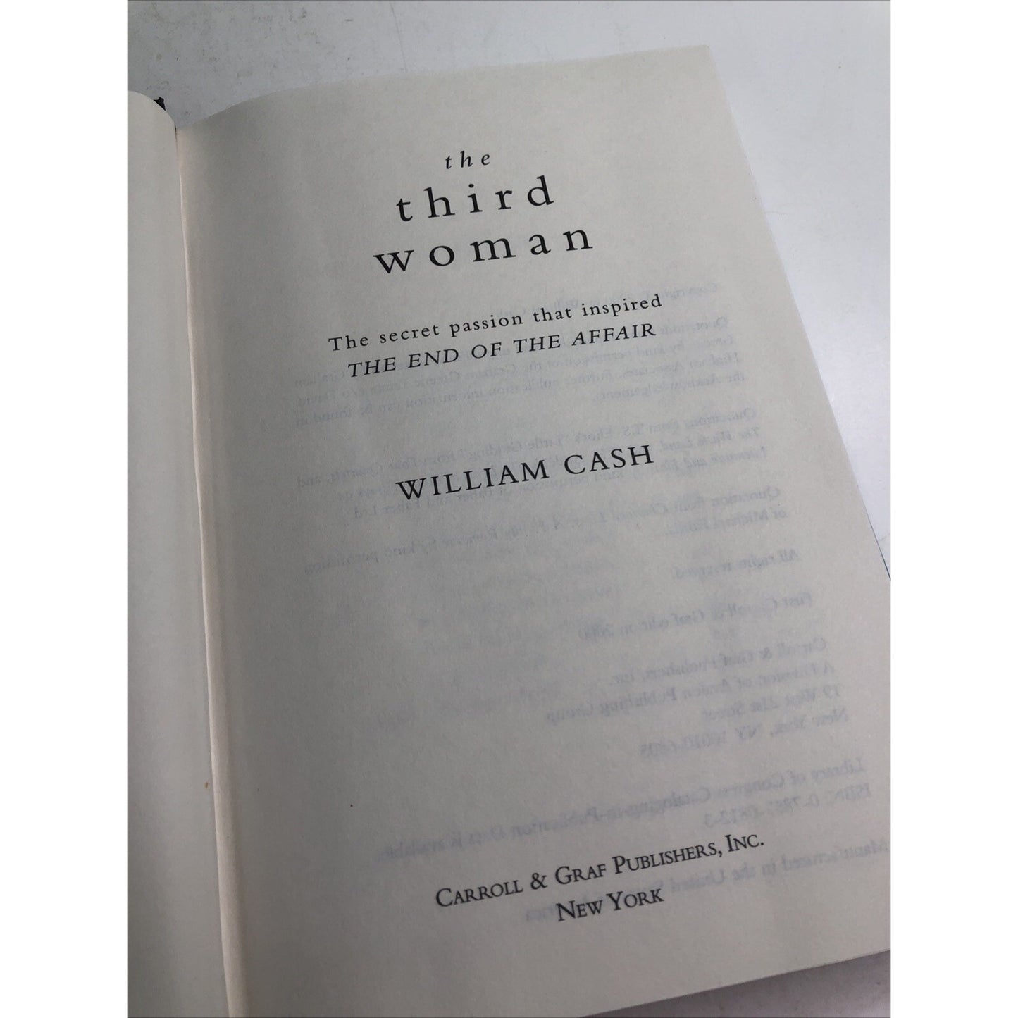 THE THIRD WOMAN: THE SECRET PASSION THAT INSPIRED THE END… By William Cash HC DJ