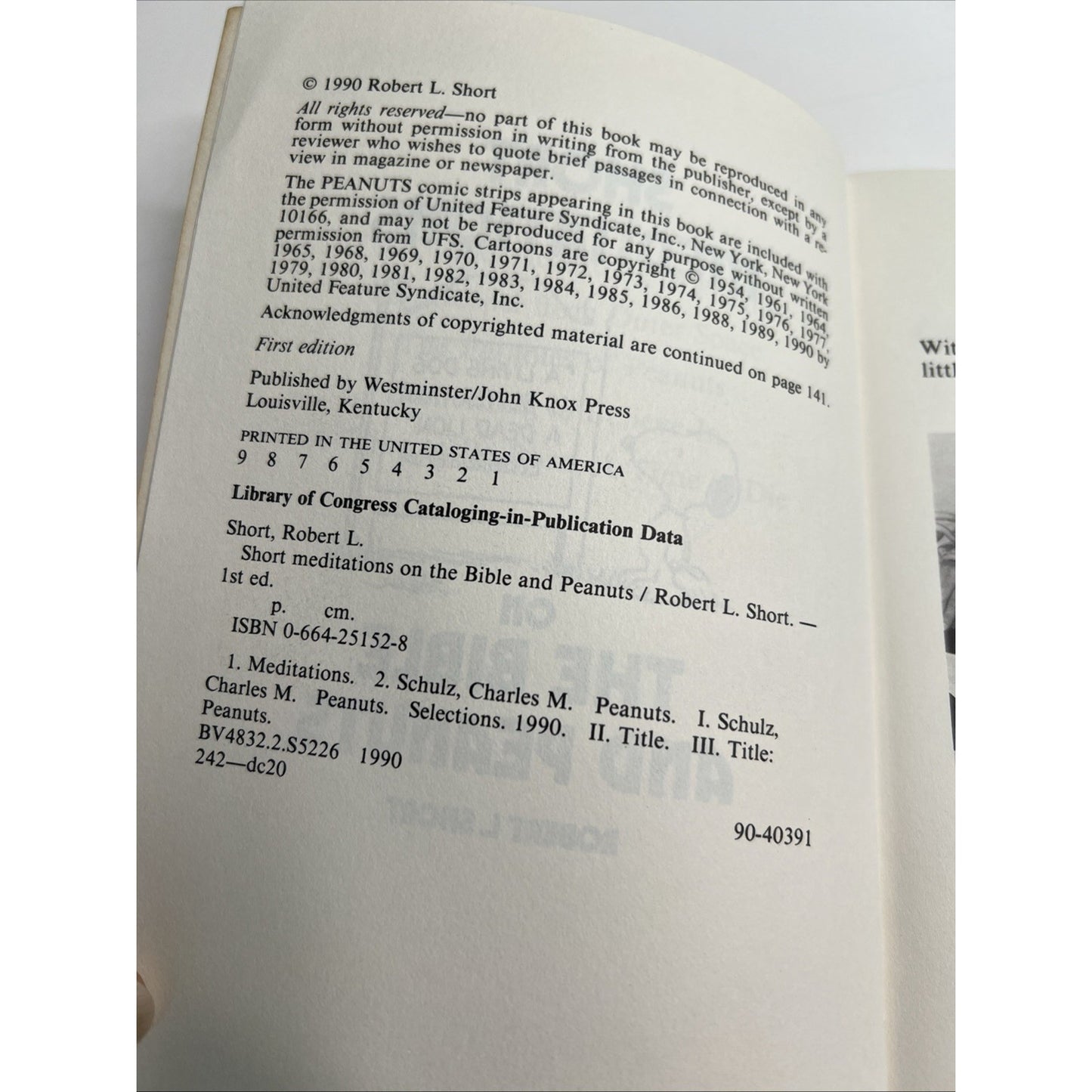 Short Meditations On The Bible & Peanuts - Robert L. Short (Paperback, 1990)