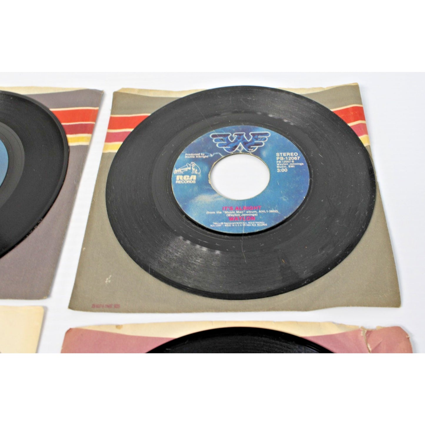 Waylon Jennings- Four 7" Country 45 RPMs- Luckenbach, Dukes of Hazzard, More