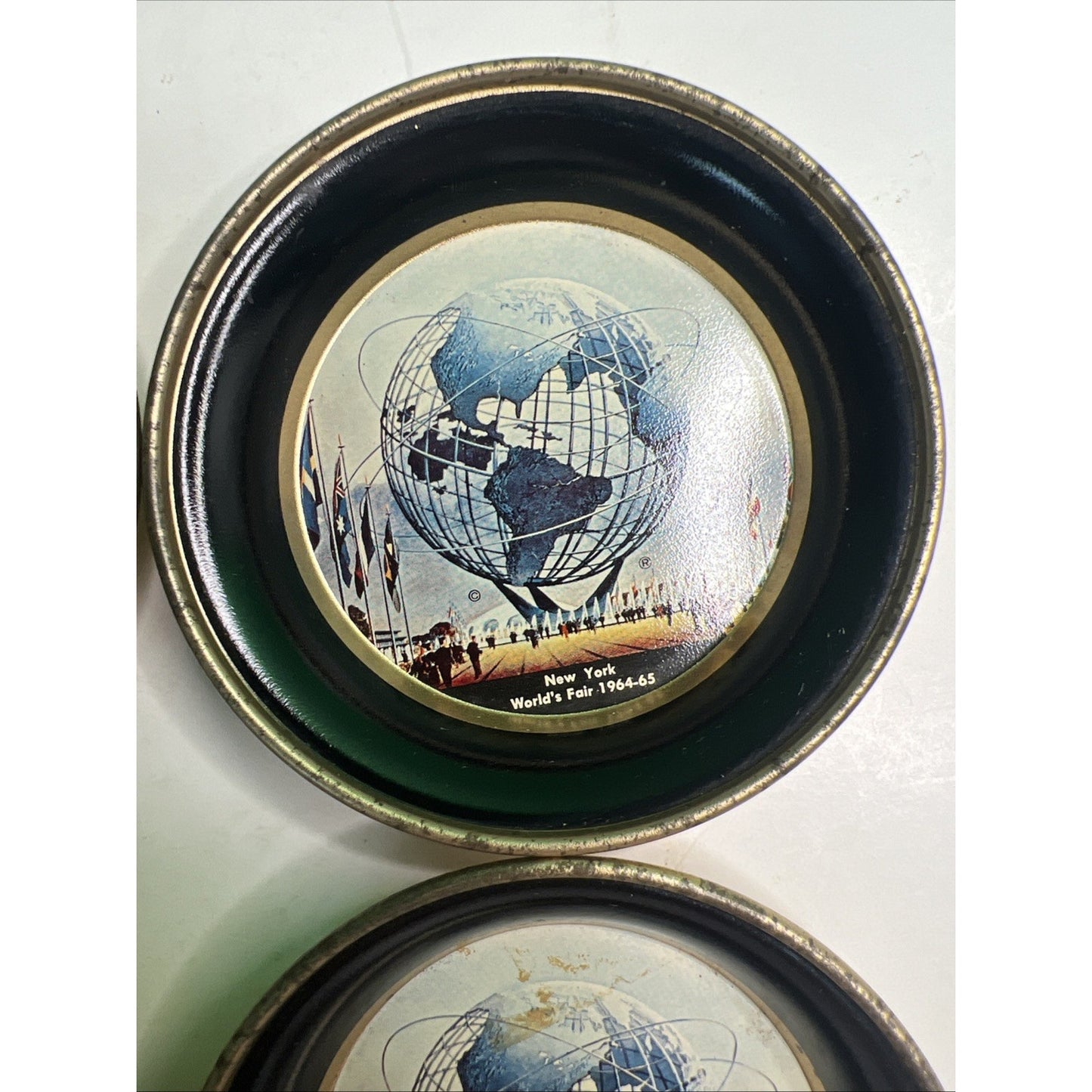 1964-65 New York World's Fair Unisphere Metal Coasters (set of 4) Trays