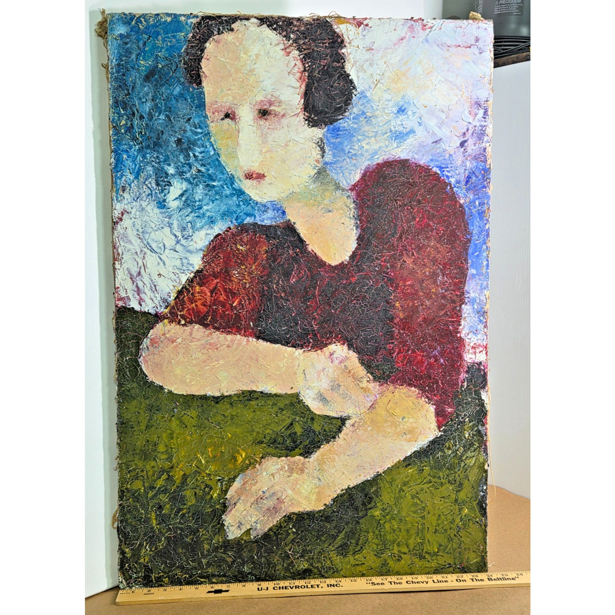 Large Vintage Mid-Century Modern Expressionist Impasto Portrait - Anco Bilt