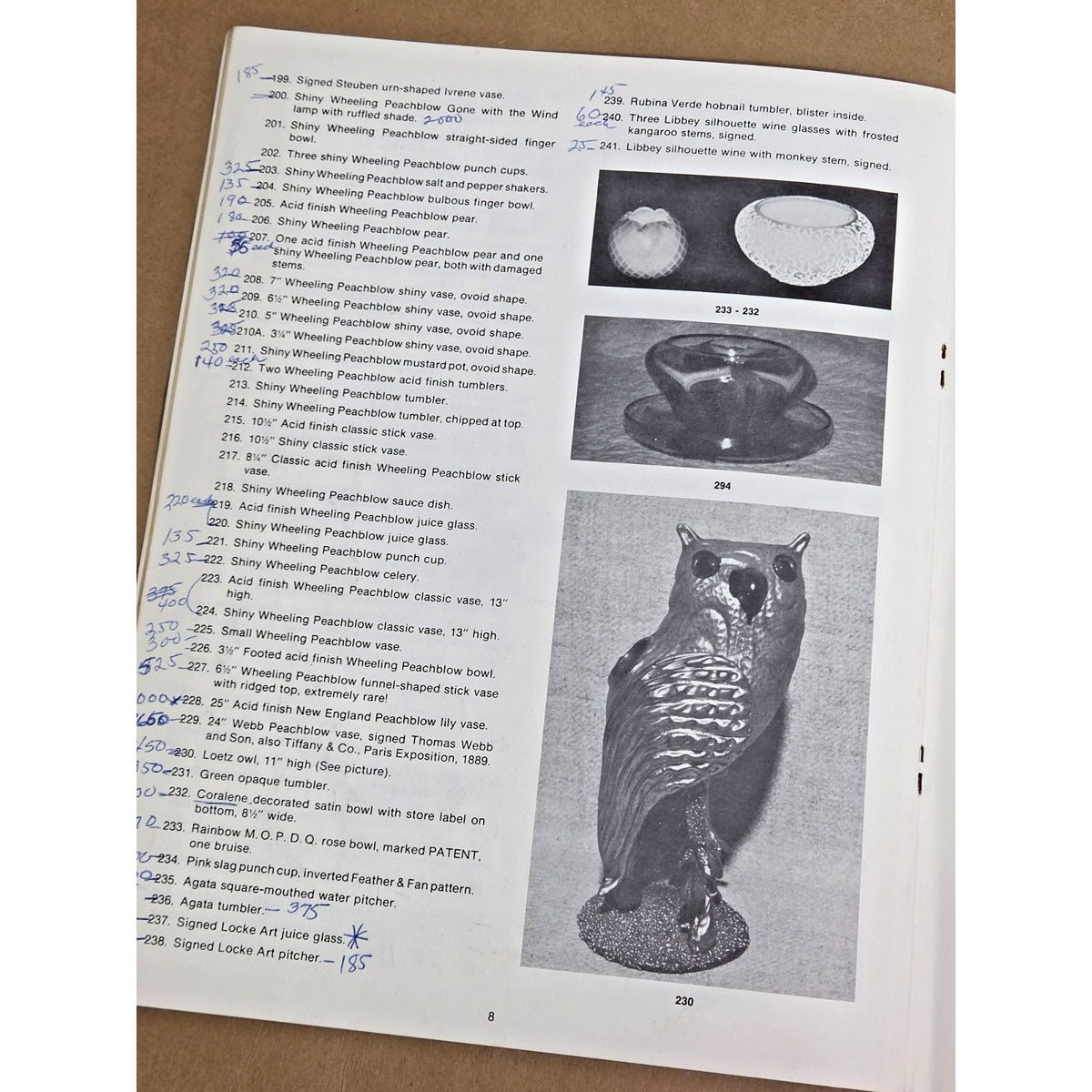 1977 Early’s Antique Auction Catalog - Art Glass & Clocks w/ Realized Prices