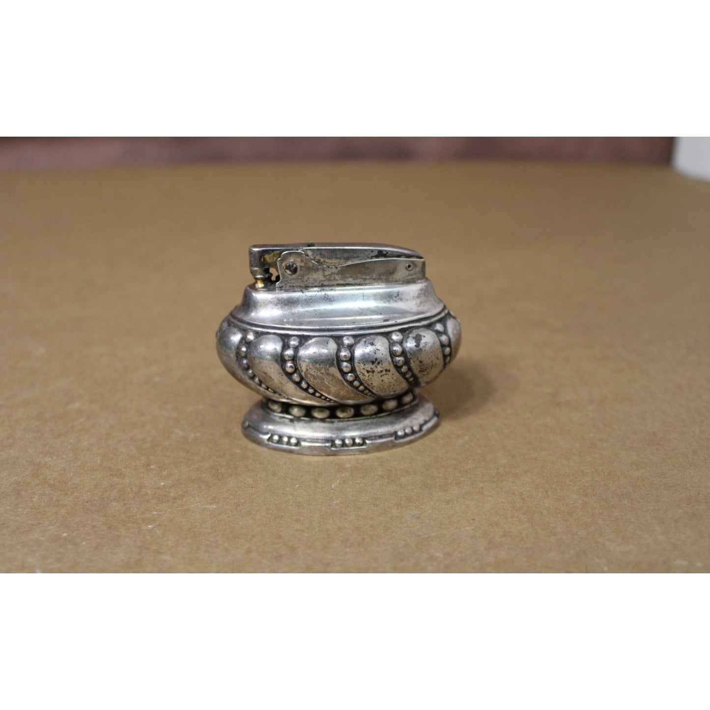 Vintage 1949 Ronson Crown Table Lighter, Silverplate, Untested, Made in USA