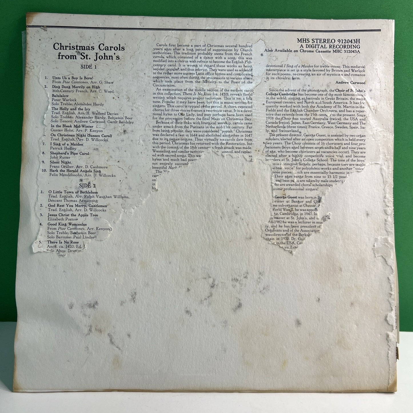 MHS 912043H Christmas Carols From St. John’s College Cambridge Choir LP Record